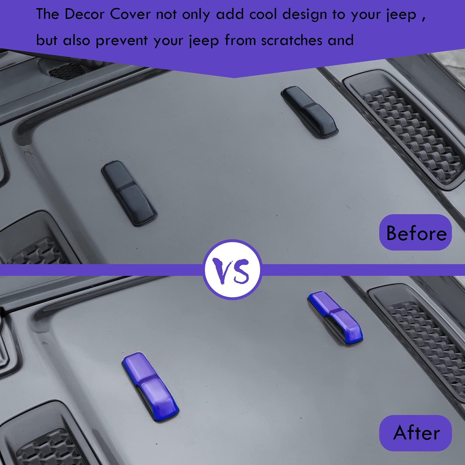 Purple Jeep Wrangler JL (2018-2021) & Gladiator JT (2020-2021) Engine Hood Hinge Cover Decoration - Durable Exterior Accessories for Off-Road Protection & Style Upgrade