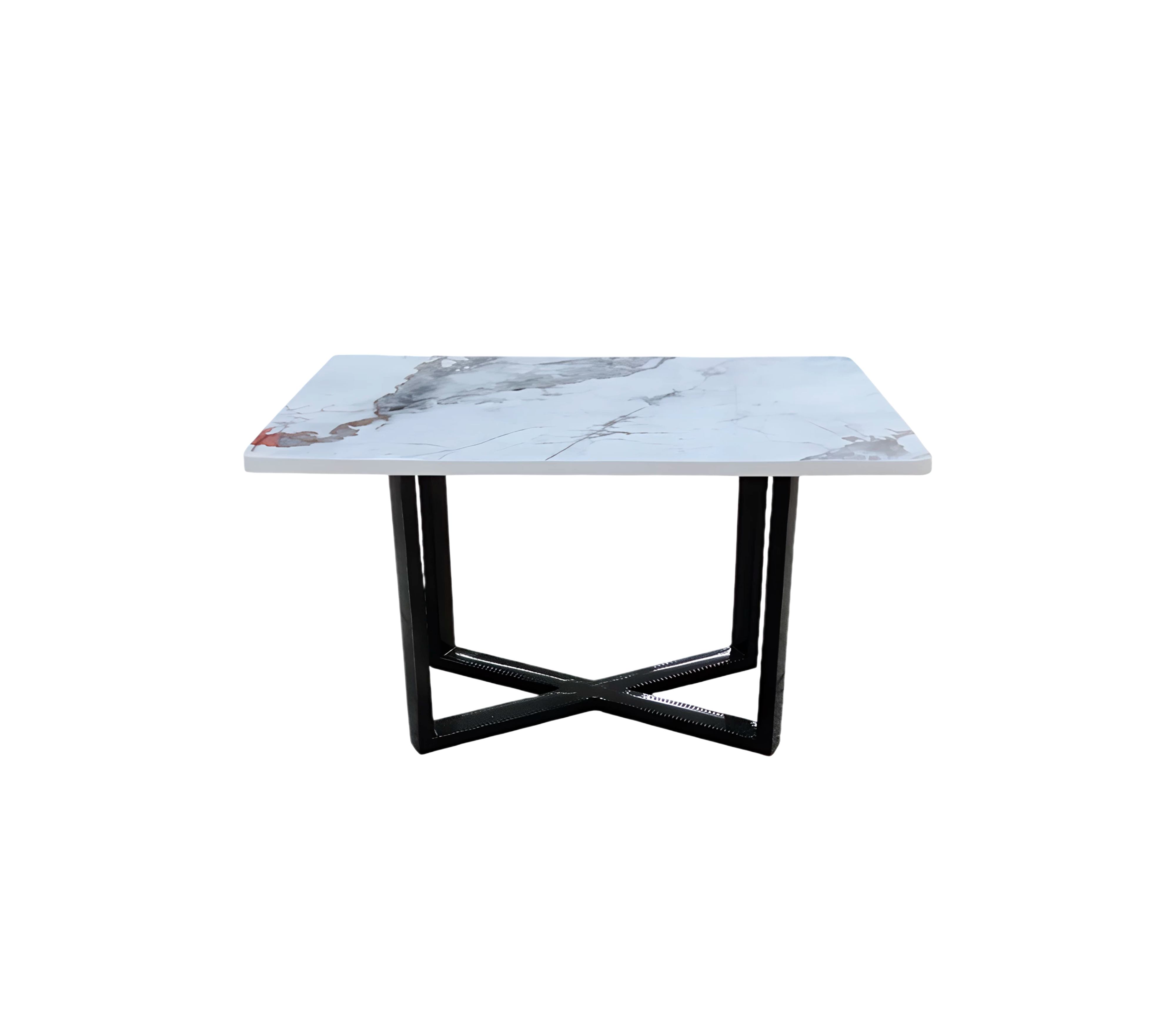 Rectangular Coffee Table with Metal Base & Light Marble PVC Top - Modern Living Room Centerpiece for Home Decor