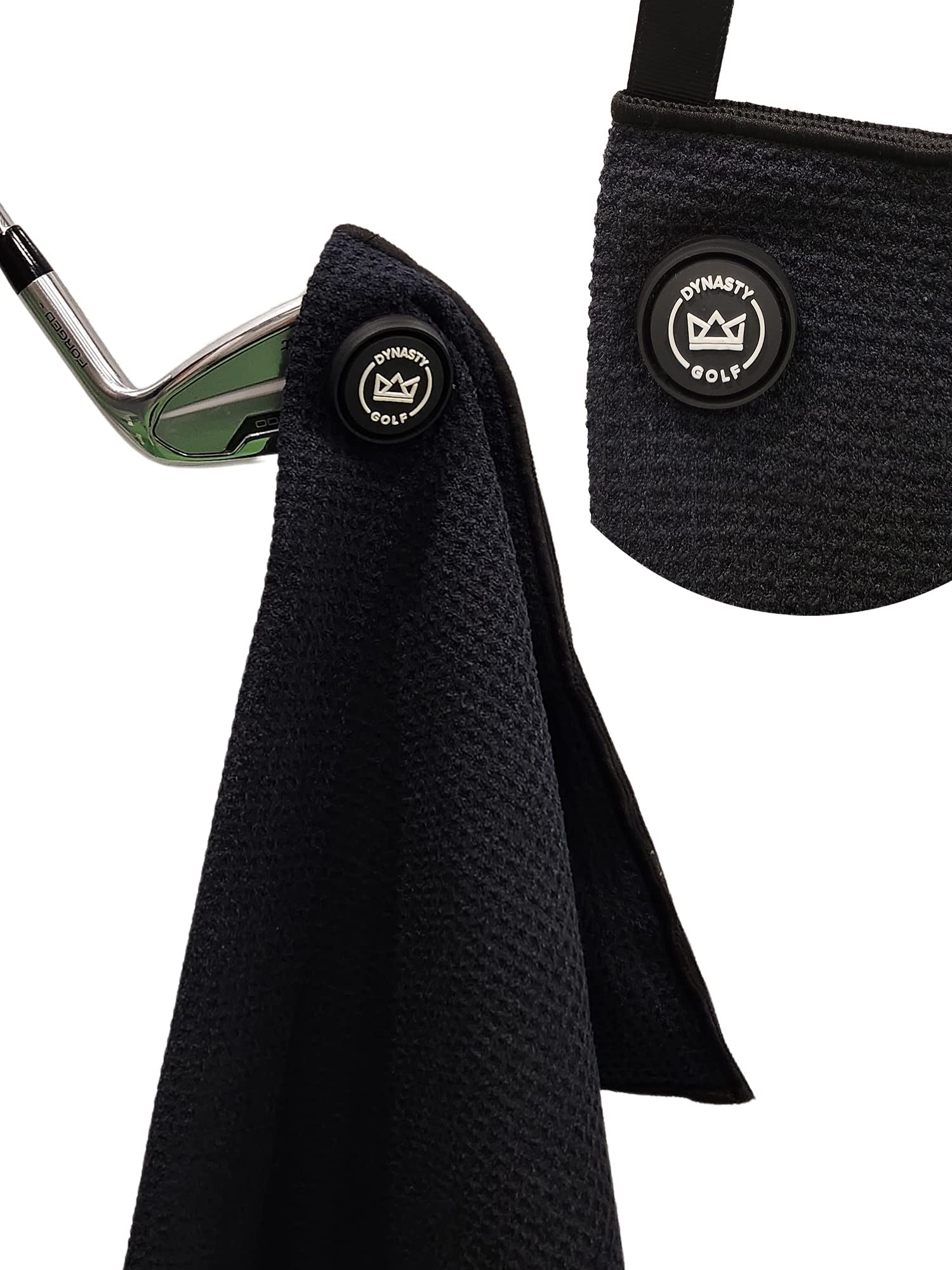 Premium Magnetic Golf Towel for Golf Bags - Microfiber Waffle Pattern Golf Towel with Strong Magnet for Men & Women (Black) - Perfect for Golf Course, Driving Range & Club Cleaning