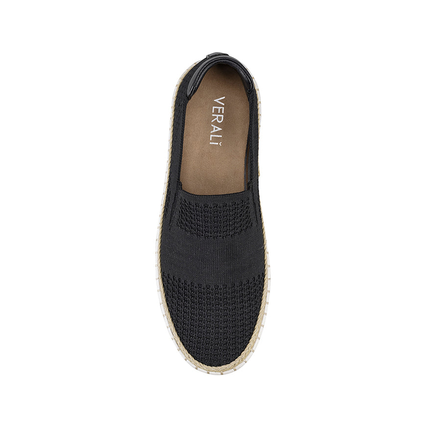 Women's Black Knit Slip-On Sneakers - Comfortable Casual Shoes for Walking, Travel & Everyday Wear