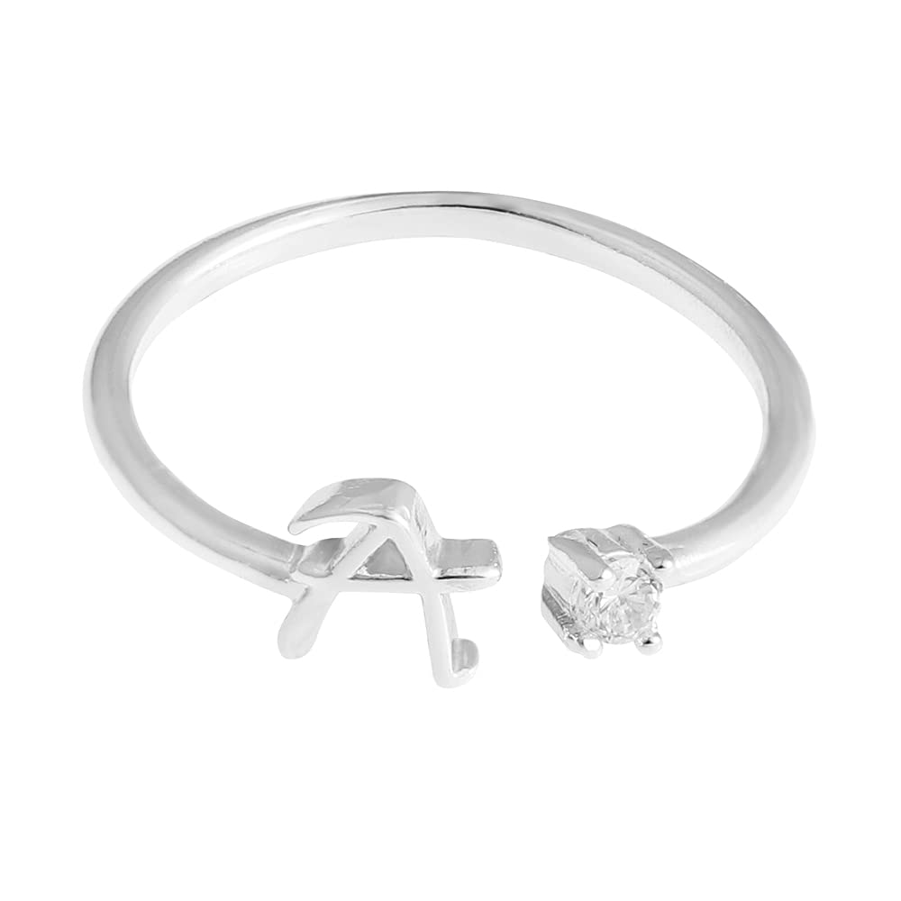OEMOO Stainless Steel Initial Letter Rings for Women - Adjustable Alphabet Knuckle Rings for Girls, Stackable A-Z Art Rings for Teens - Perfect for Gifts, Everyday Wear & Layering Jewelry