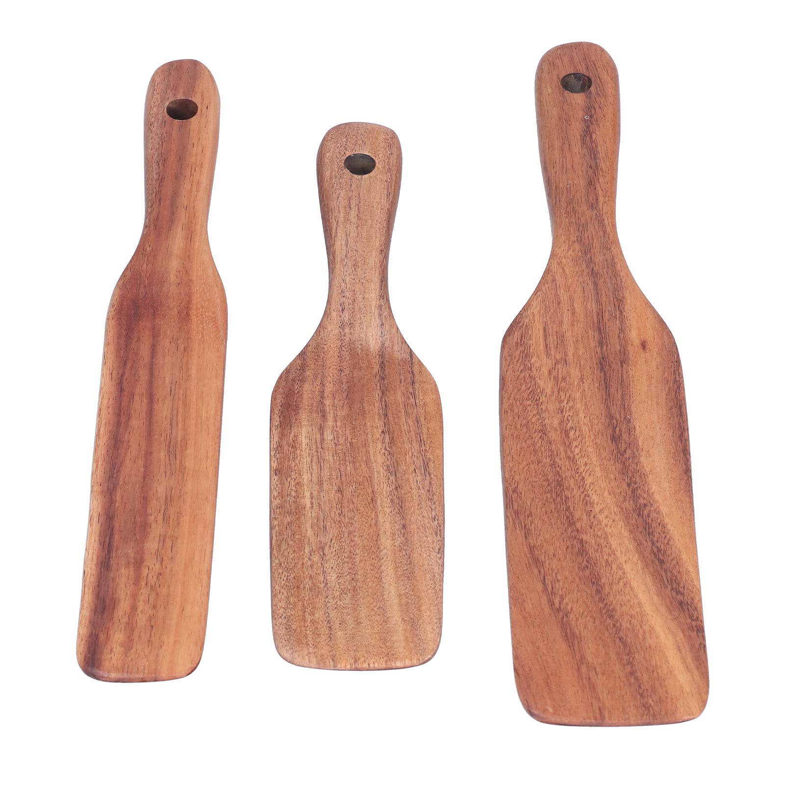 3-Piece Wooden Spatula Set - Right-Handed Slotted Kitchen Utensils for Mixing, Stirring & Cooking | Perfect for Baking, Flipping Pancakes & Serving Salads