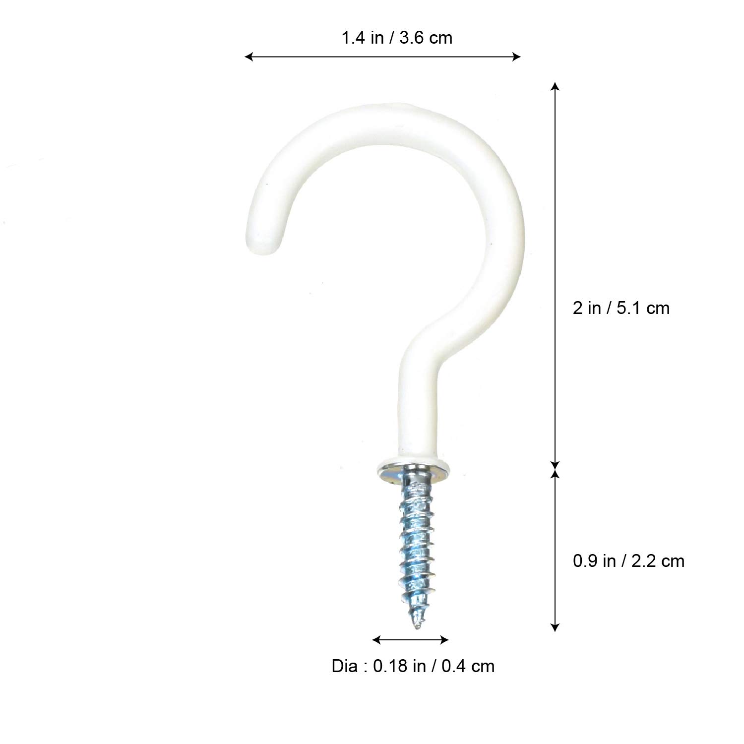 22 Pack 2.9 Inch Vinyl Coated Screw-in Ceiling Hooks - Heavy Duty Wall Hooks for Plants, Kitchen, Cups - Indoor & Outdoor Use - Perfect for Hanging Baskets, Utensils & Home Organization
