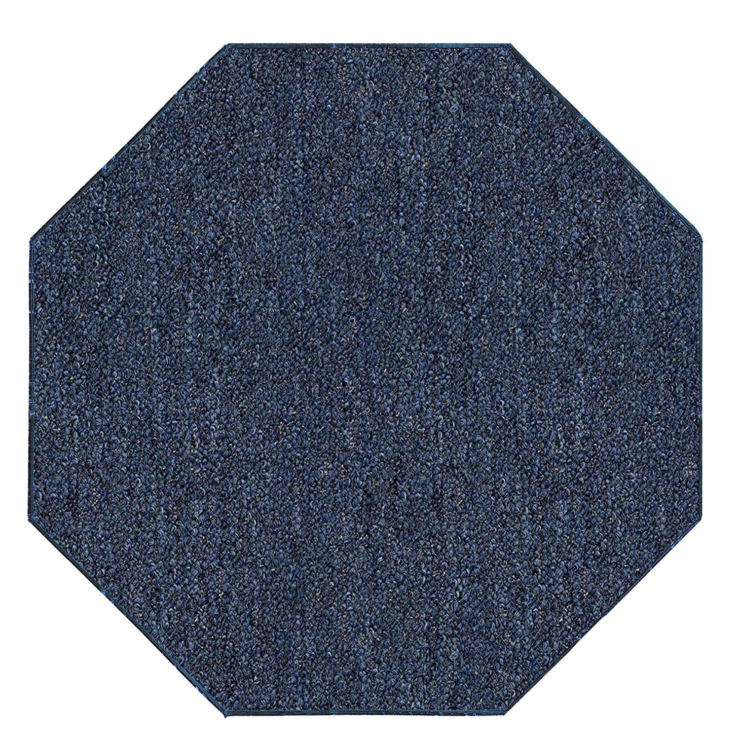Premium Petrol Blue Octagon Area Rug 6' - Indoor Outdoor Commercial Use for Living Room, Bedroom, Patio & Office