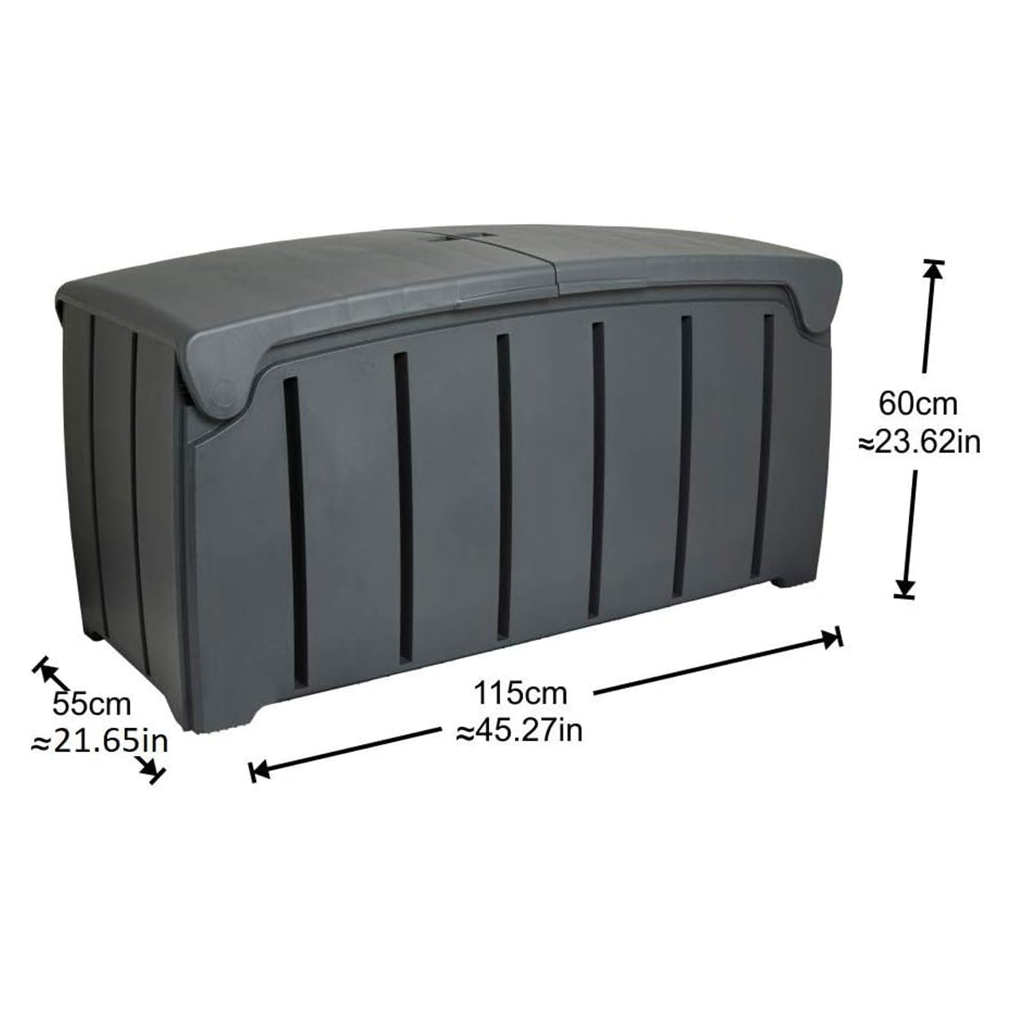 85 Gallon (321L) Outdoor Storage Deck Box with Dual Door Lid - Waterproof Patio Garden Storage Bin for Pool Toys, Cushions & Furniture Accessories - Black - Perfect for Backyard, Deck & Poolside Organization