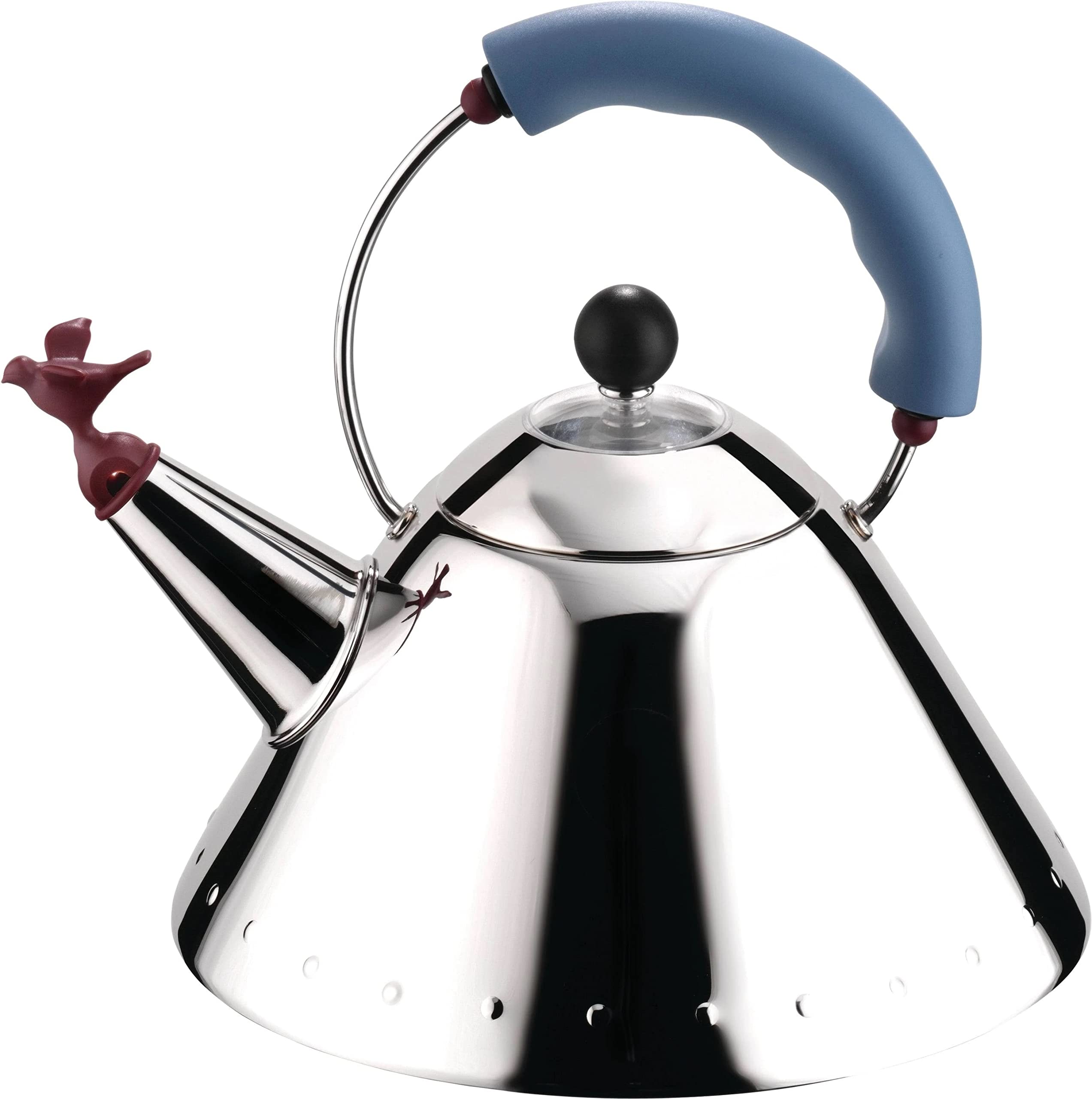 Alessi 9093 Stainless Steel Whistling Tea Kettle with Bird Shaped Whistle - Perfect for Home Kitchen, Tea Brewing & Gift Giving