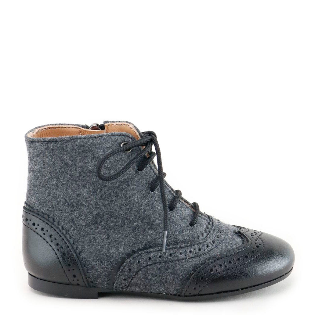 Stylish Gray and Black Wingtip Bootie for Women - Comfortable & Fashionable Ankle Boots for Office, Party & Daily Wear