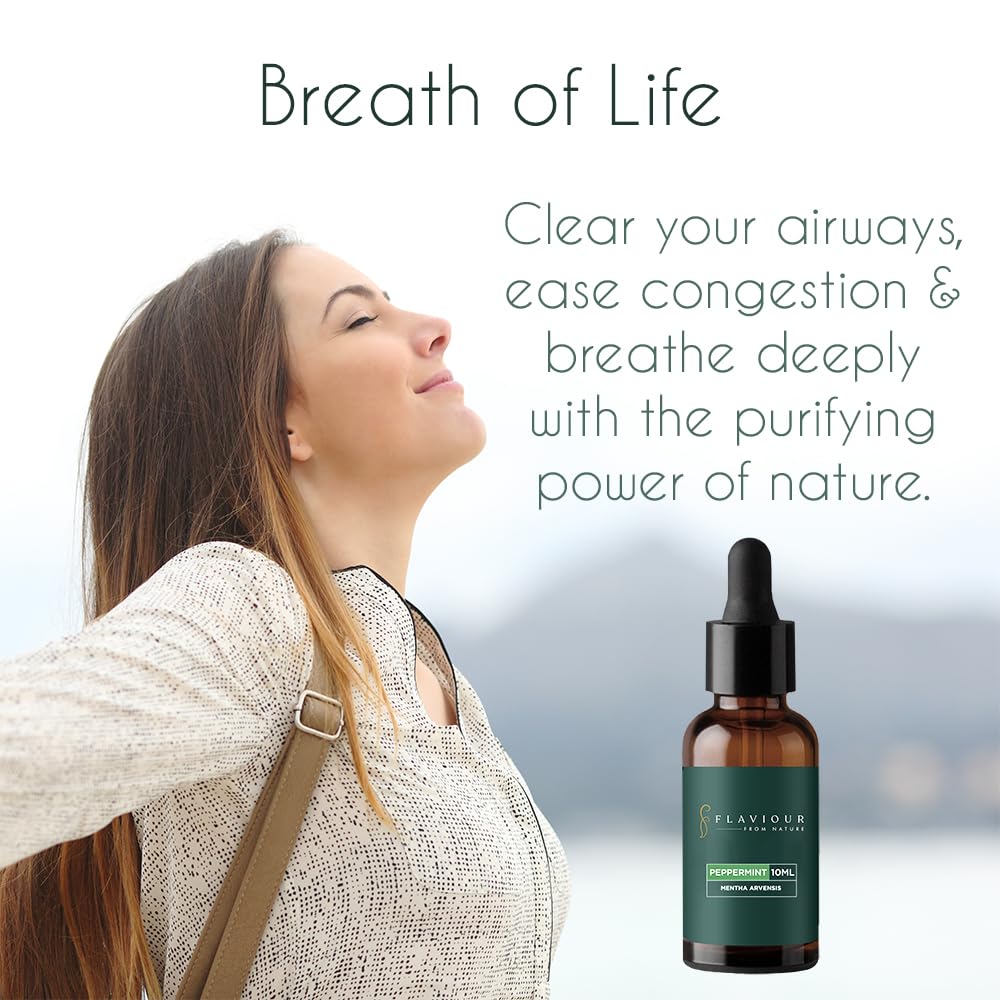 100% Pure Peppermint Essential Oil (Mentha Piperita) - 10ml Natural Aromatherapy Oil for Relaxation, Hair Growth & Skin Care | Refreshing Scent for Diffuser, Massage & DIY Beauty Products | USDA Certified Organic Therapeutic Grade Oil