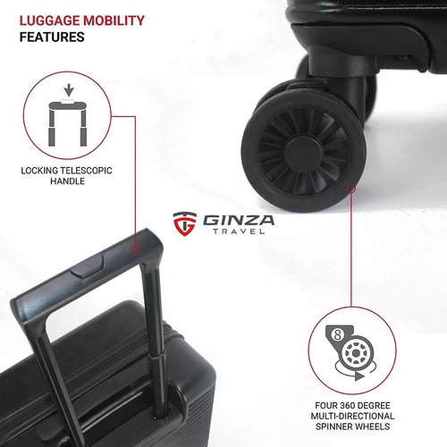 Ginza Travel Hardside Spinner Luggage 2-Piece Set (20/28 Inch) - Lightweight Durable Suitcase for International Flights & Business Trips