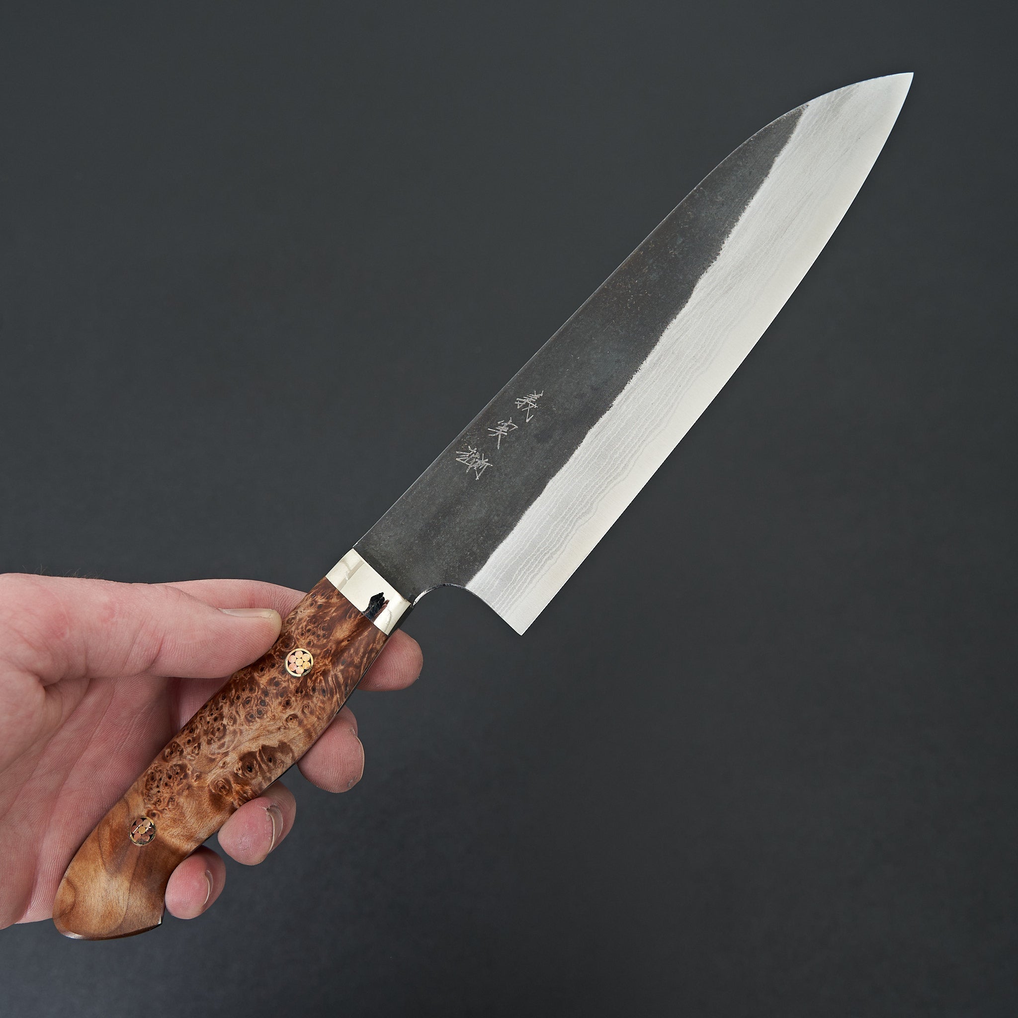 Premium Kato AS Kurouchi Damascus Santoku Knife 7