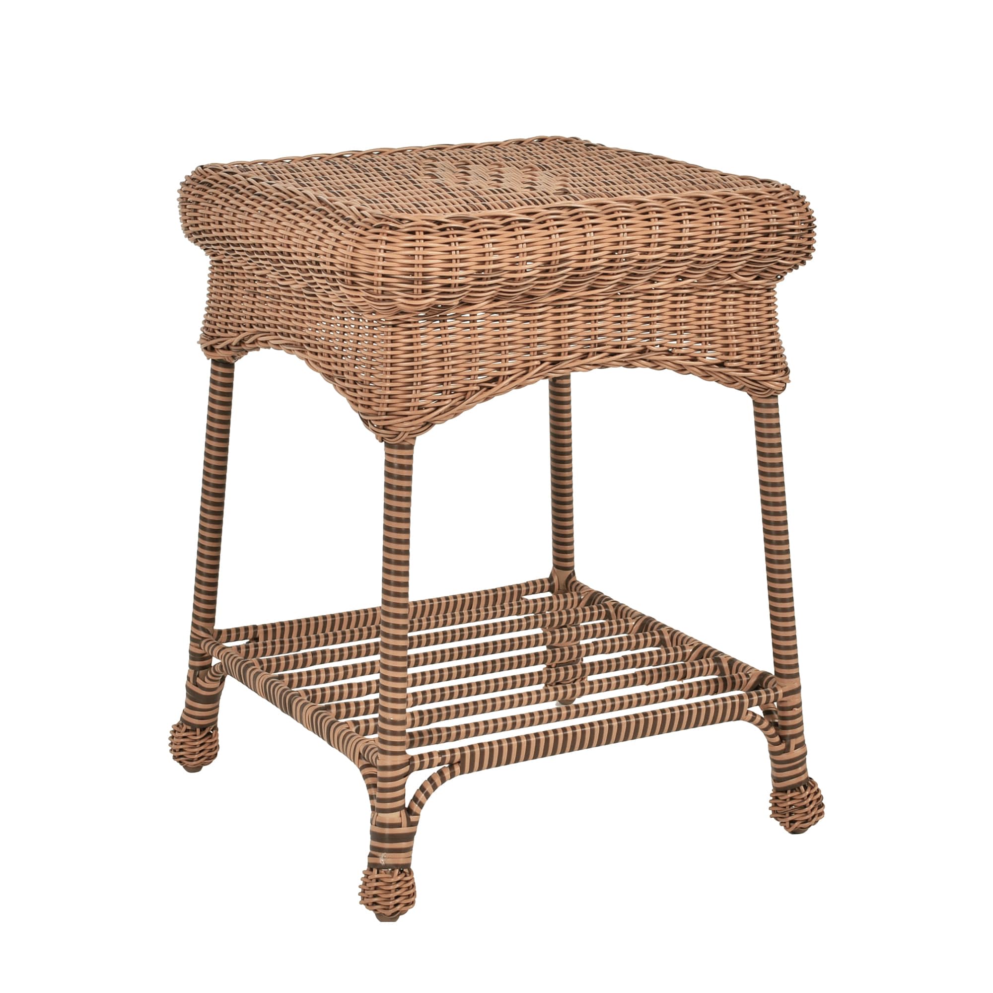 Jeco Outdoor Honey Wicker End Table - Small Side Table for Patio, Porch, Garden - Weather-Resistant Rattan Accent Table for Coffee, Books, and Decor