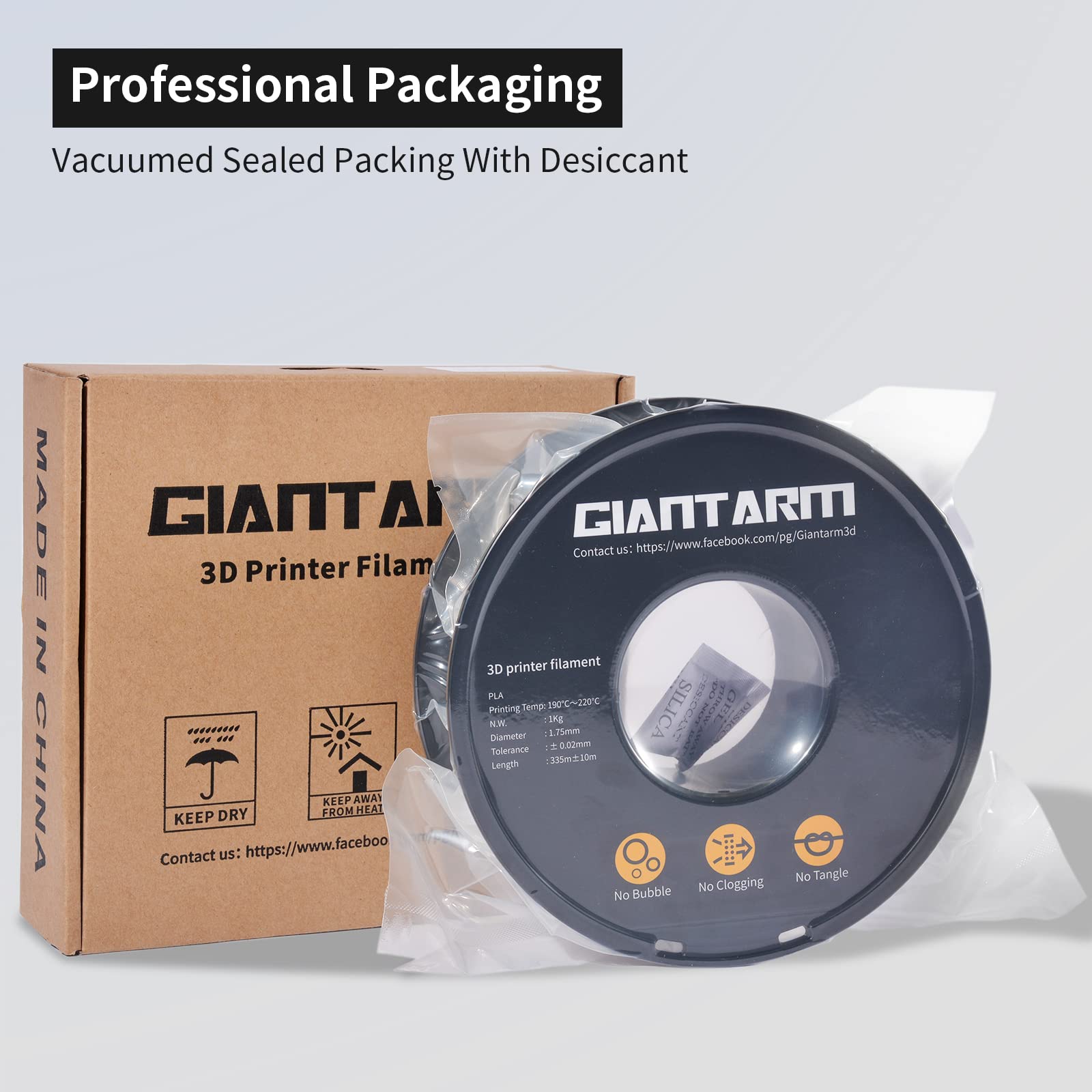 GIANTARM Matte PLA Filament 1.75mm - 1KG Spool (2.2lb) Vacuum Sealed - Premium 3D Printing Material for Bambu Lab Printers - Matte White - Perfect for Prototyping, Cosplay & Home Decor Projects