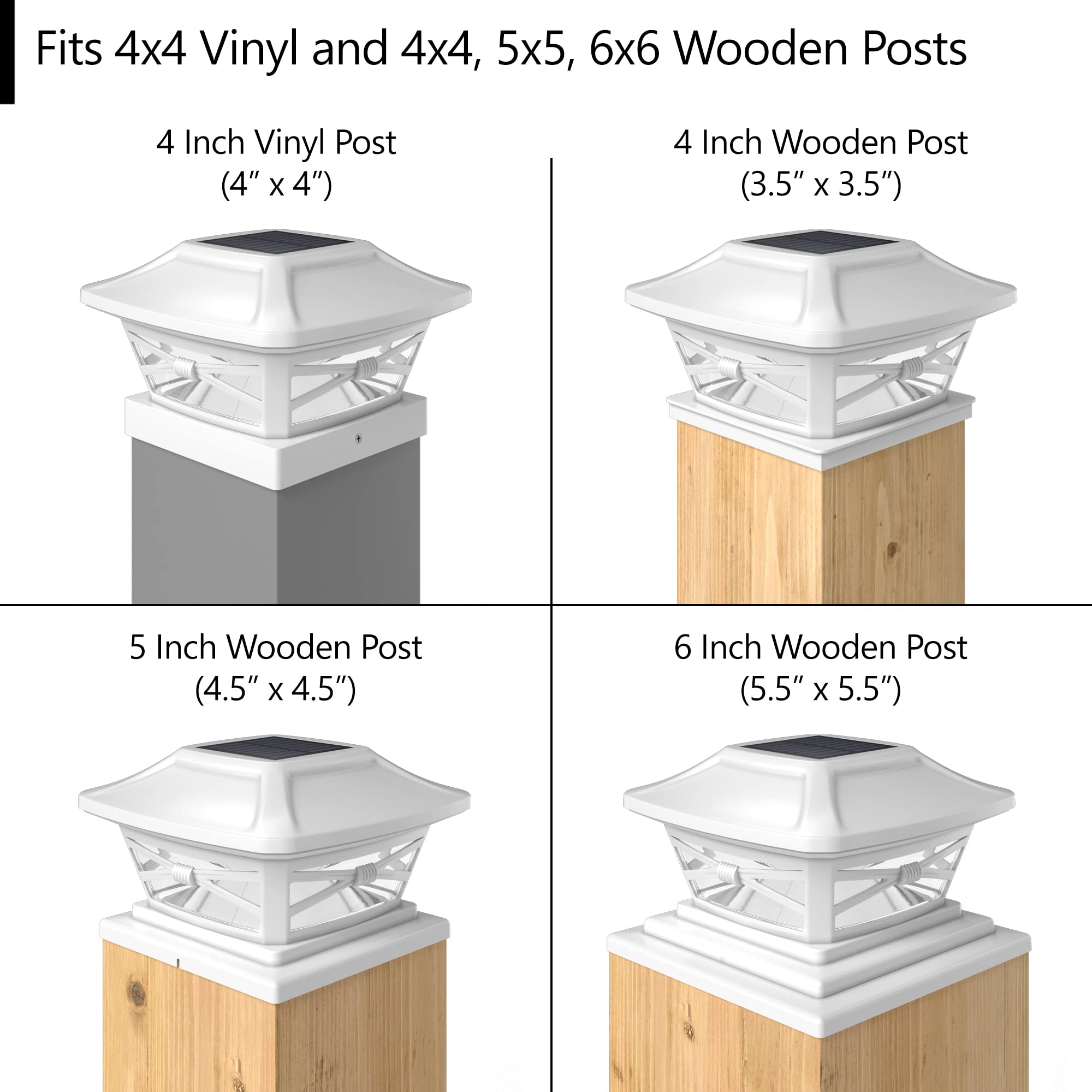 DaVinci Lighting Renaissance Solar Outdoor Post Cap Lights - 12 Pack, Pearl White - Bright LED Solar Lights for 4x4, 5x5 & 6x6 Wood Posts - Perfect for Garden, Patio, Fence & Driveway Lighting