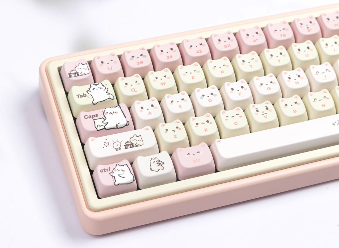Little Lazy Cat Keycap - Cute Cat-Shaped MAO Keycap Set with Heat Sublimation for Mechanical Keyboards | Perfect for Gaming, Typing & Custom Keyboard Builds