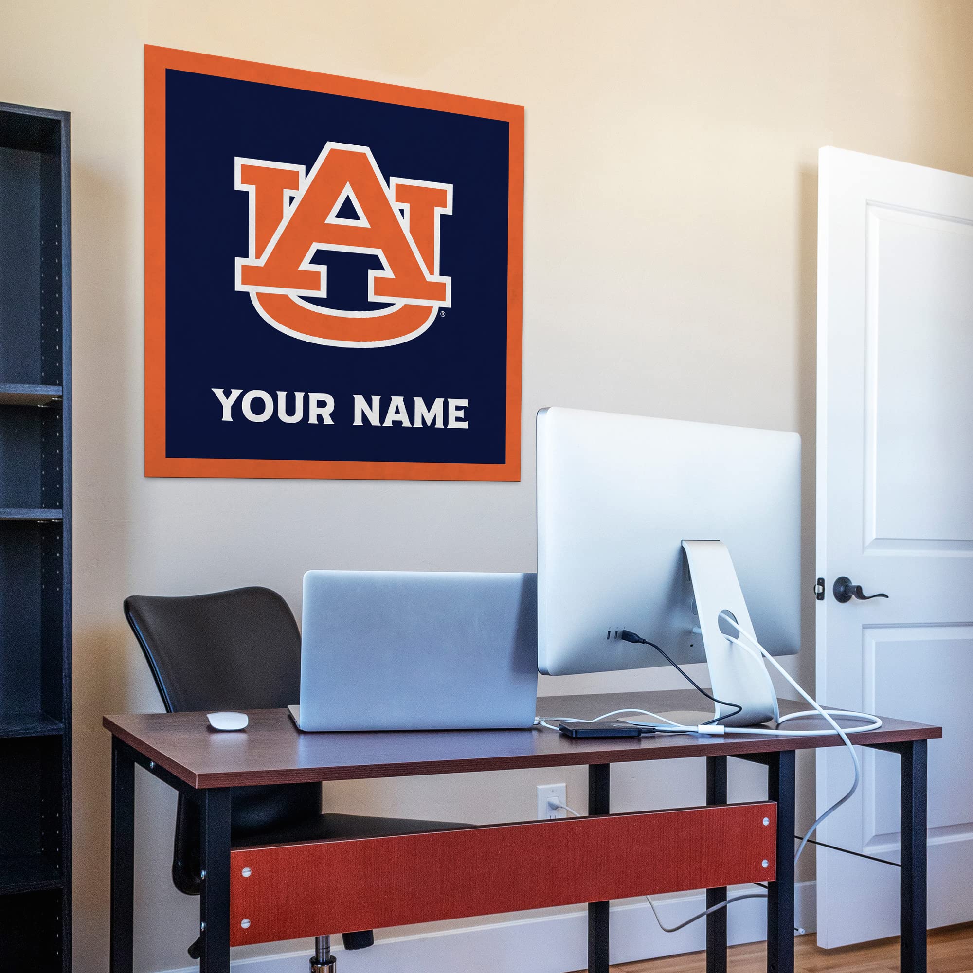Rico Industries NCAA Auburn Tigers Personalized 35-Inch Felt Wall Banner - College Football Decor for Man Cave, Game Room, Office & Bedroom - Made in USA | Perfect for Game Day Parties, Tailgating & Fan Cave Decorations