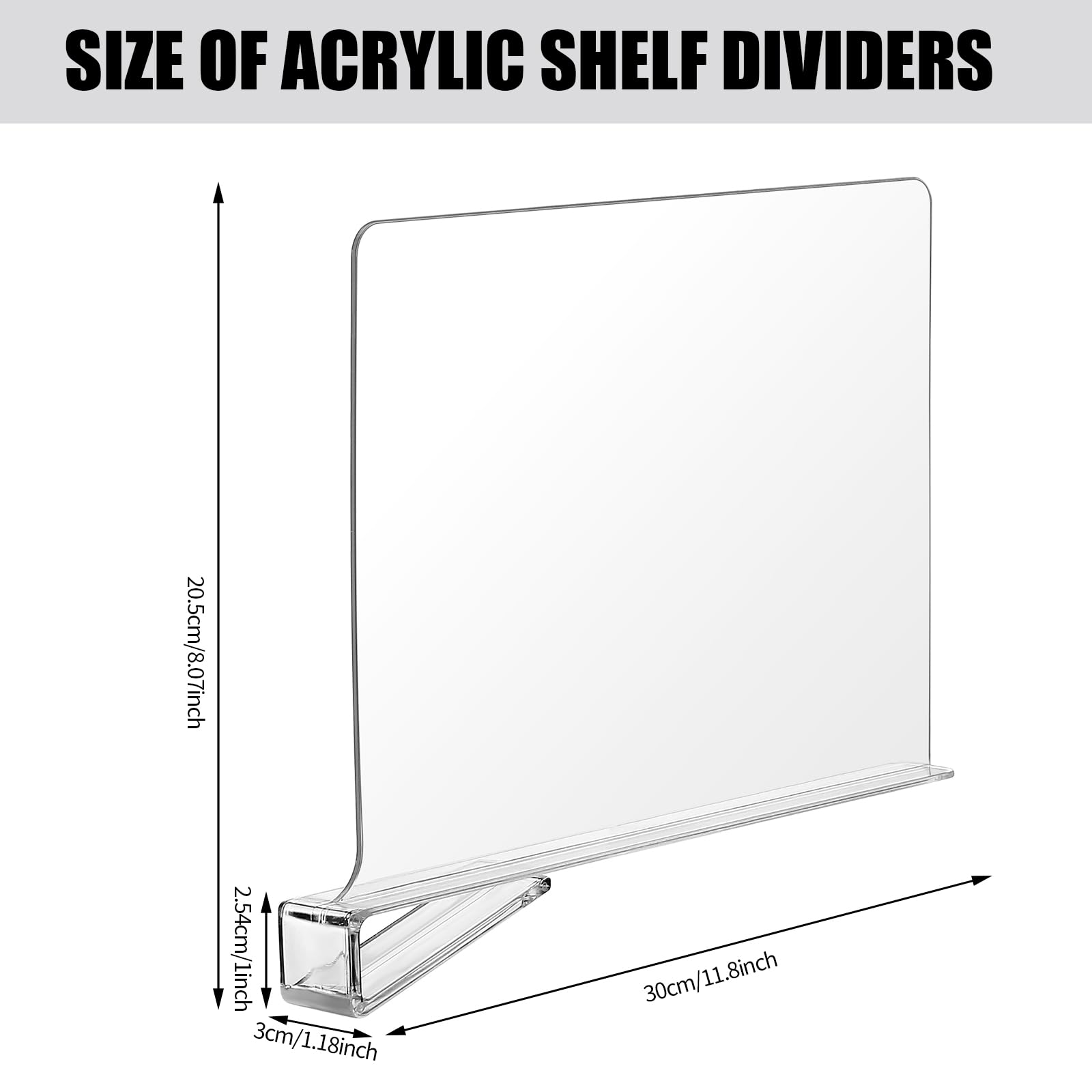 8-Pack Clear Acrylic Shelf Dividers for Closet, Kitchen & Office Organization - Perfect for Purses, Handbags, Books & More | Space-Saving Storage Solution for Bedroom, Bathroom & Cabinet