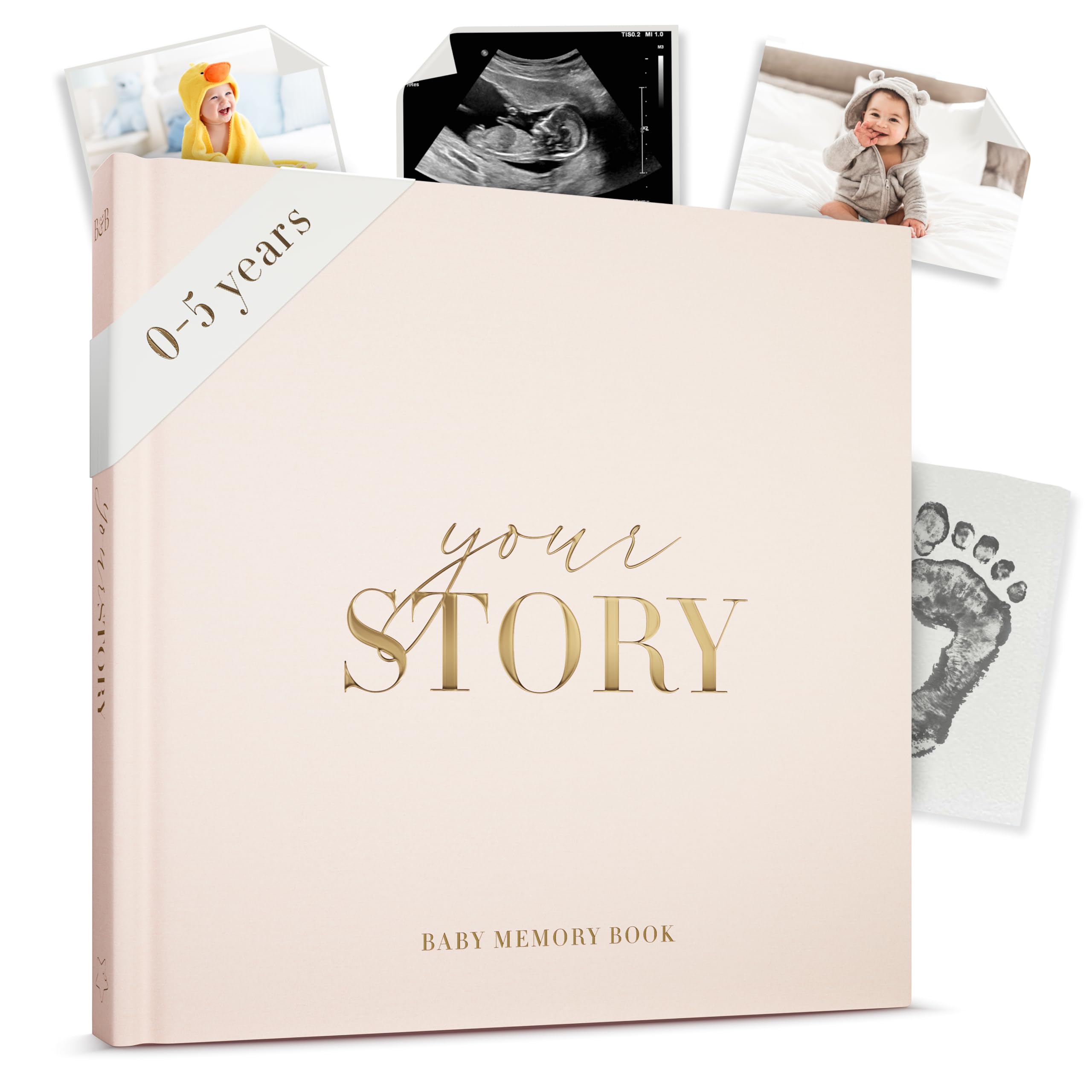 Luxury Keepsake Baby Memory Book for First Year | Baby Scrapbook, Photo Album & Journal | Newborn Milestone Tracker for Boys & Girls | Perfect Baby Shower Gift & First Birthday Present