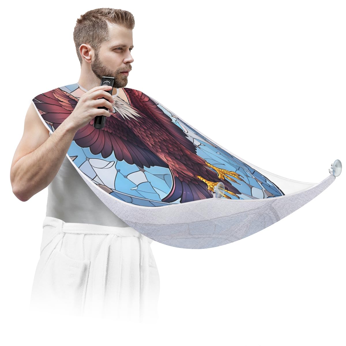 Men's Bird Glass Window Beard Shaving Bib - Waterproof Hair Dye Apron for Barbers & Stylists, Makeup Artist Cape with Sink Hair Catcher - Perfect for Home Grooming, Salon Use & DIY Haircuts