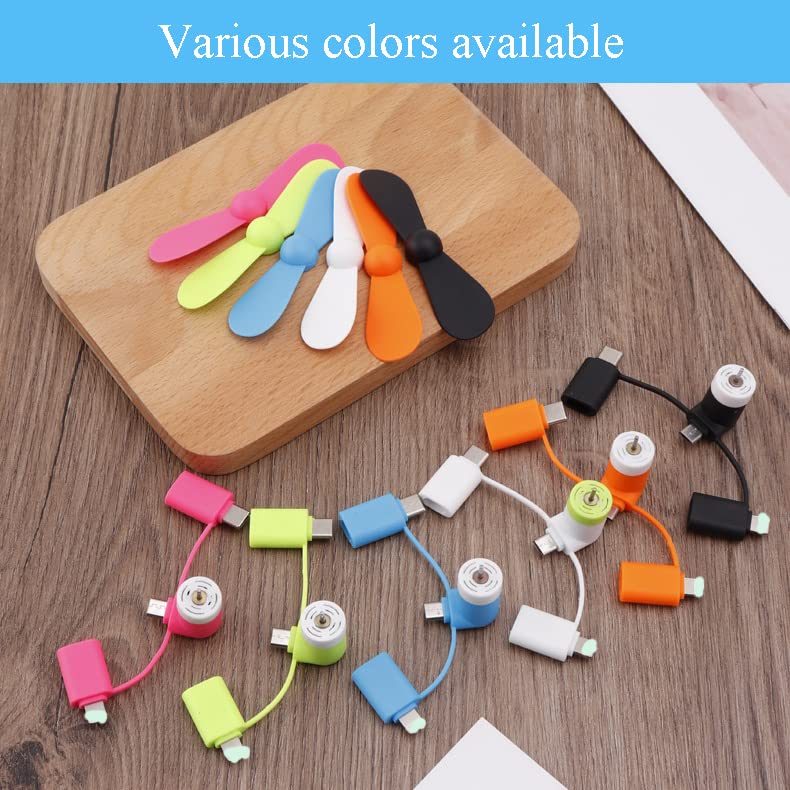 MIMIRACLE Mini Cellphone Fan - 3-in-1 Portable USB Fan for iPhone & Android Phones - 6 Pack Small Phone Cooling Fan for Summer - Perfect for Outdoor, Office, Travel & Home Use
