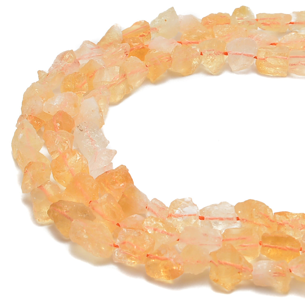 Natural Citrine Rough Nugget Chunks - 6x11mm Center Drill Beads for Jewelry Making - 15.5 Inch Strand - Perfect for Necklaces, Bracelets & DIY Craft Projects