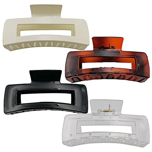 Licogel 4PCS Large Rectangle Hair Claw Clips - Decorative Hollow Barrettes for Women & Girls - Perfect for Thick, Curly, Long or Thin Hair - Great for Work, School, Parties and Everyday Styling