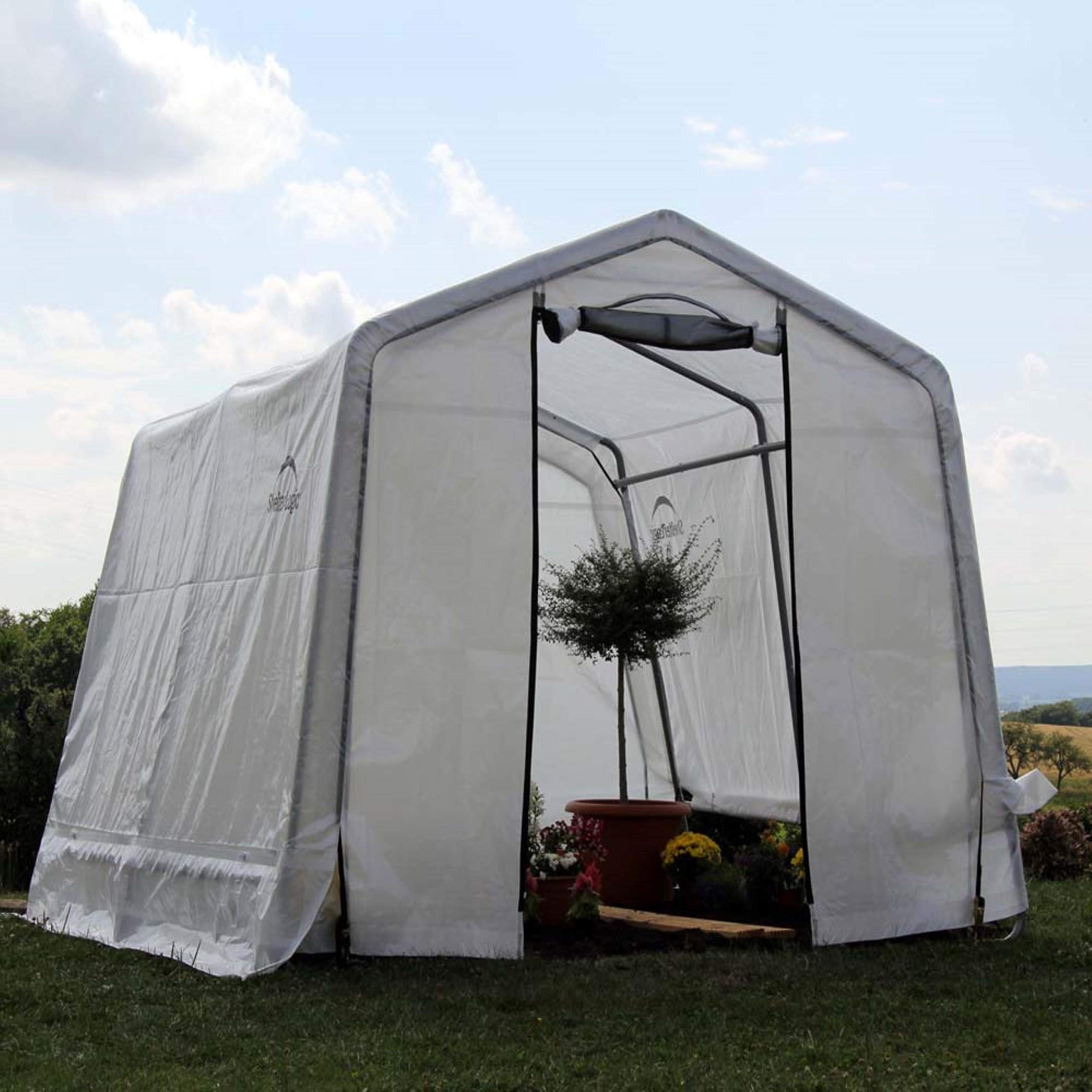 ShelterLogic 10' x 10' GrowIT Greenhouse-in-a-Box - Easy Flow Peak Roof, Waterproof Translucent Cover, Durable Outdoor Grow House for Gardening, Plant Protection & Year-Round Growing - Perfect for Backyards, Patios & Small Farms