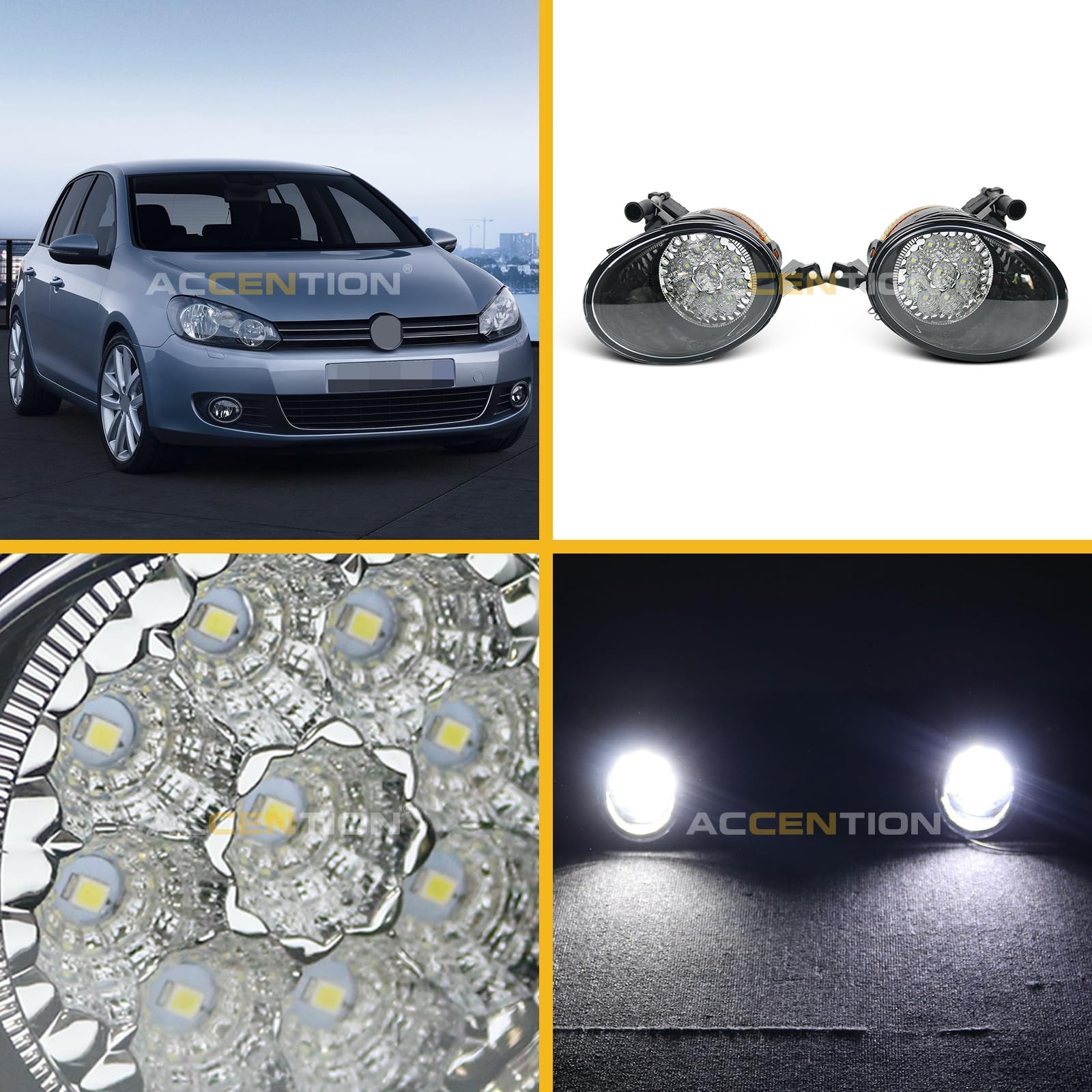 9 LED Fog Light Kit for VW Golf 6 Jetta 6 Caddy Touran Tiguan - Error-Free Car Styling Front Fog Lamp - Perfect for Night Driving & Off-Road Adventures