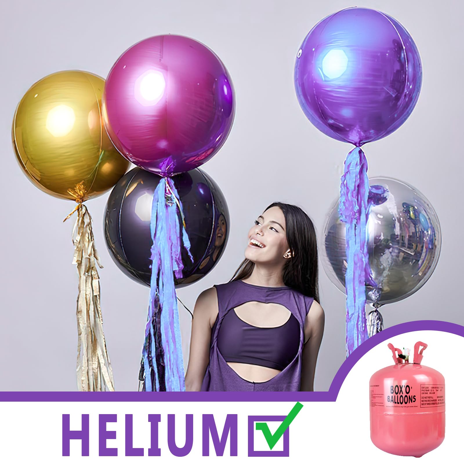 PartyWoo 6-Pack 22 Inch Giant 4D Pearl Purple Foil Balloons - Large Round Mylar Balloons for Birthday Party Decorations, Wedding Decor, Baby Shower & Anniversary Celebrations - Elegant Metallic Balloon Set for Indoor/Outdoor Events