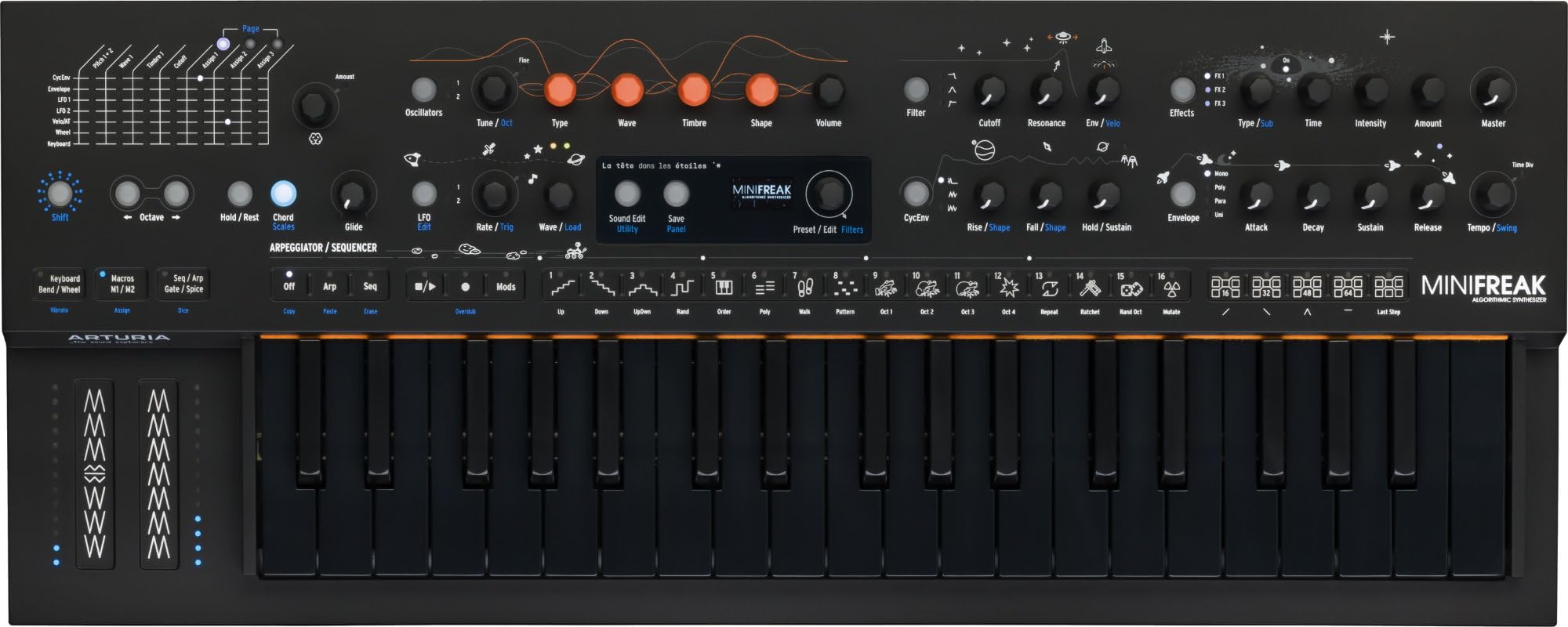 Arturia MiniFreak 37-Key Polyphonic 6-Voice Hybrid Synthesizer Keyboard - Professional Digital Analog Synth for Music Production, Live Performance & Studio Recording