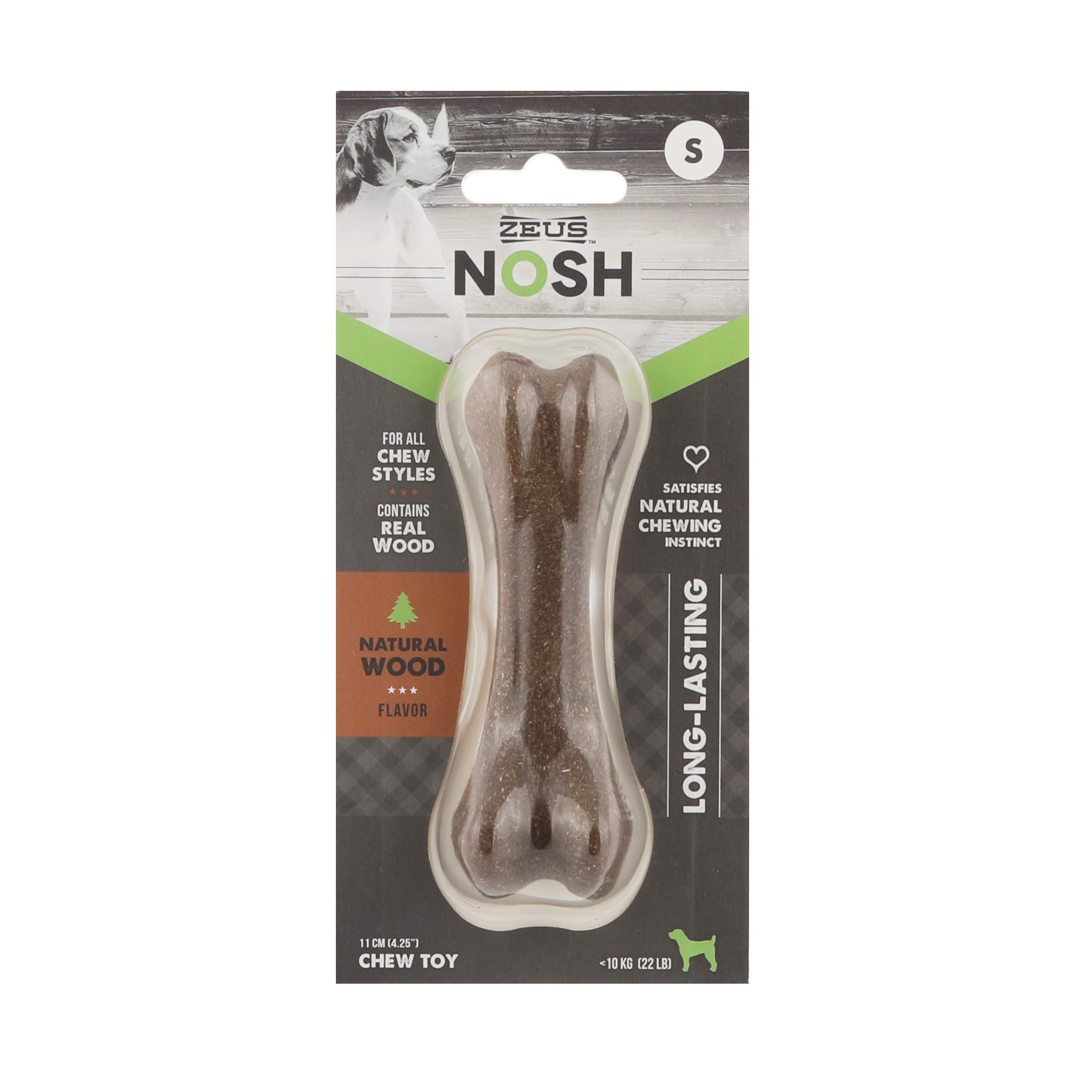 ZEUS Nosh Timber Wood Dog Chew Bones - Natural Long-Lasting Chew Toys for Small Dogs | Safe Wooden Dental Treats for Puppies & Teething - Perfect for Indoor Play & Outdoor Adventures