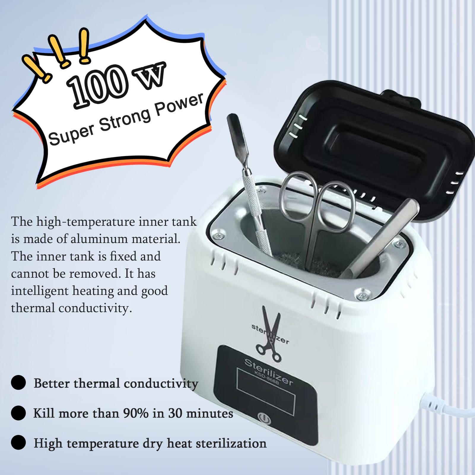 Portable High-Temperature Nail & Dental Tool Sterilizer with Glass Beads - Professional Manicure Salon Equipment for Sanitizing Metal Nail Art Tools | Perfect for Nail Salons, Beauty Spas & Home Use