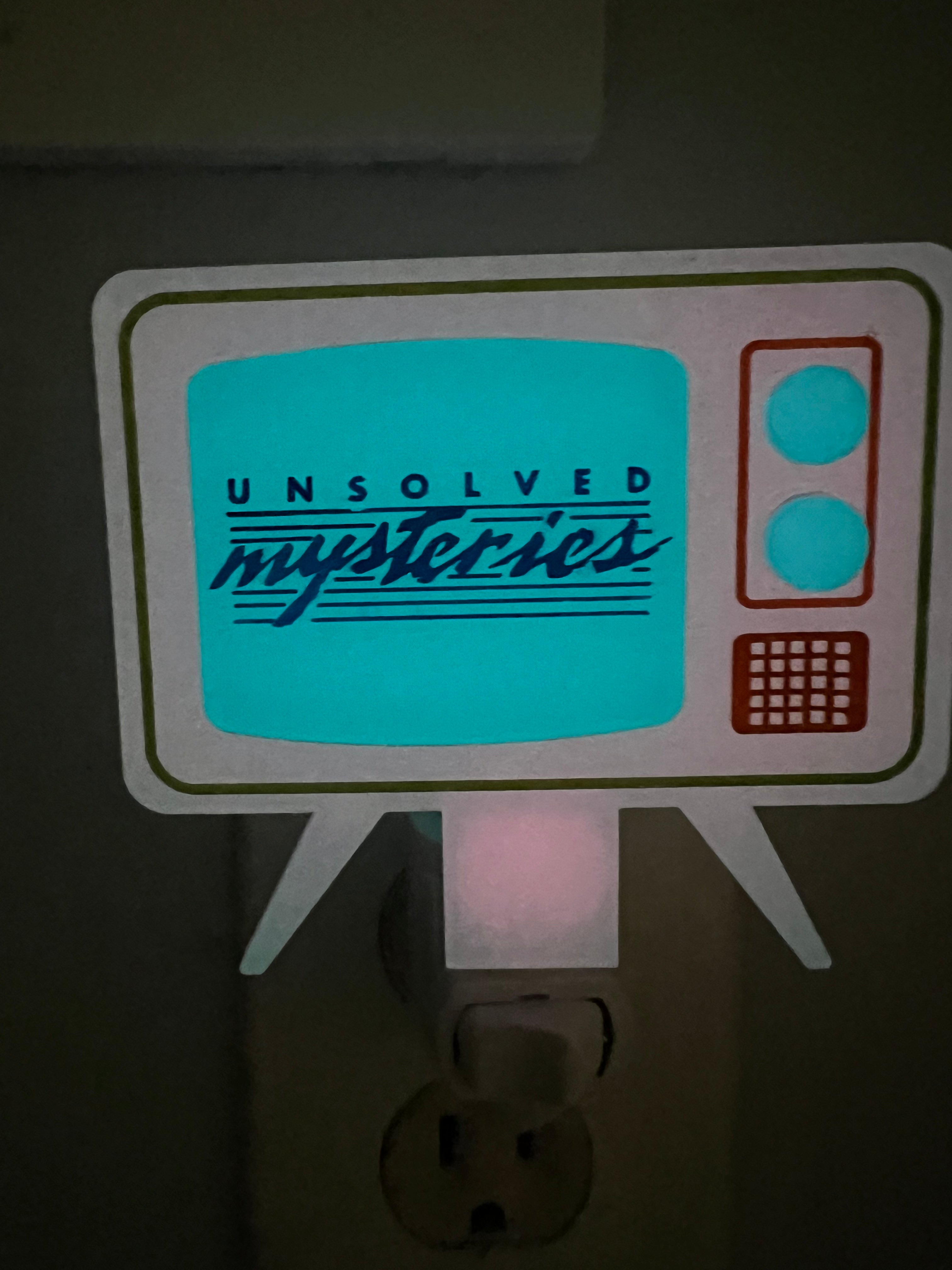 Unsolved Mysteries Acrylic Night Light - Spooky Decor for Bedroom, Kids Room, Halloween Party & Mystery Theme Nights