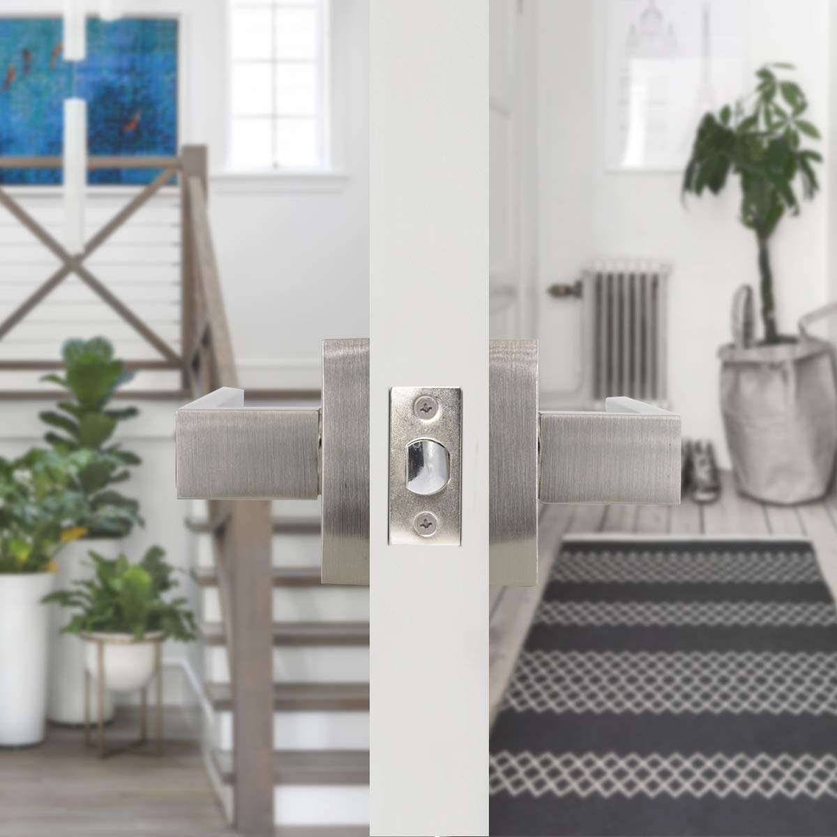 Gobrico 10-Pack Passage Door Lockset - Straight Style Levers with Square Rosette for Interior Doors, Hallways & Closets | Durable & Easy Installation for Home, Office & Apartment Security