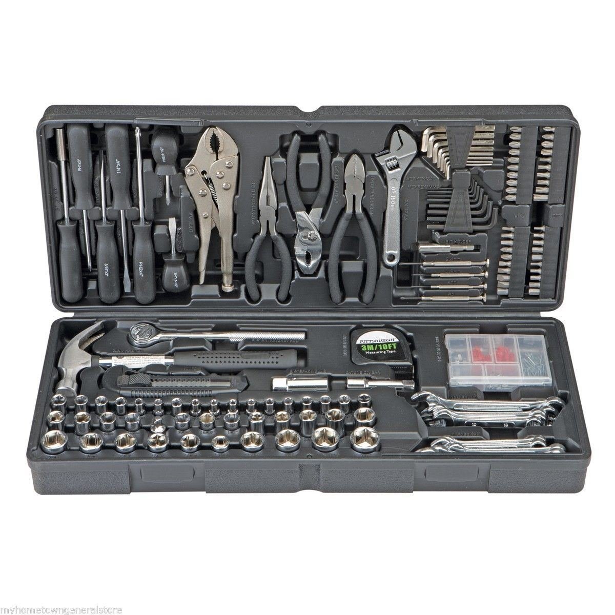 130-Piece Tool Set with Case - SAE & Metric Auto & Home Repair Kit for DIY Projects, Car Maintenance, and Household Fixes