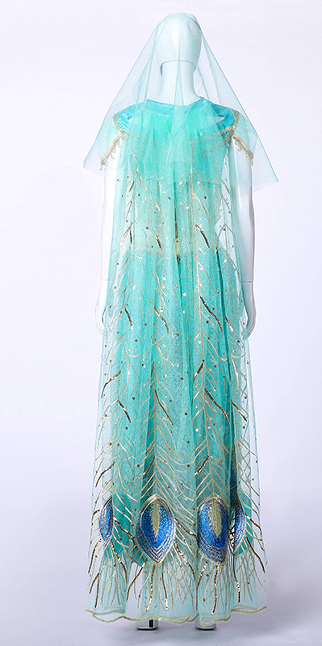 Peacock Belly Dance Costume for Women & Girls - Elegant Princess Fancy Dress for Cosplay, Halloween & Performance