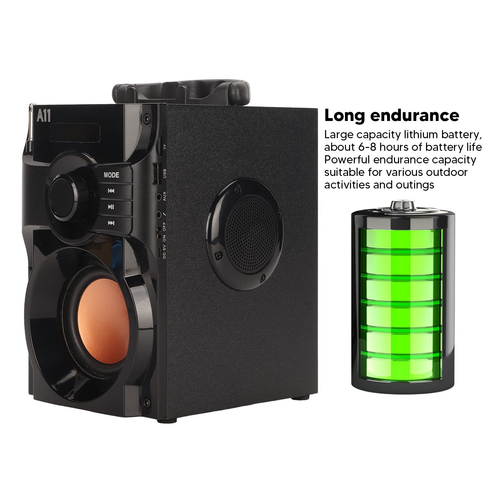 Portable Wireless Bluetooth Speaker with FM Radio, Deep Bass & Subwoofer - 4 Units Bluetooth 5.0 for Outdoor Parties, Beach, Camping & Home Entertainment