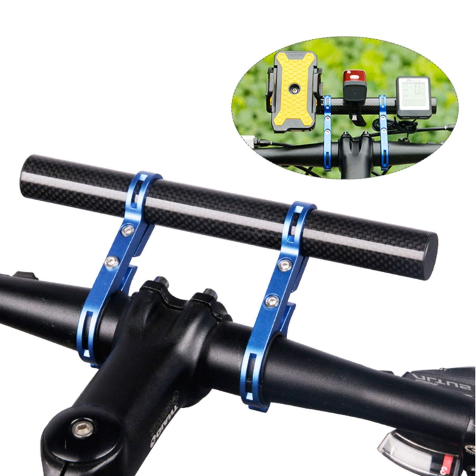 Bicycle Handlebar Extender Bracket - Alloy Fiber Bike Headlight Mount Bar Holder for Cycling & Night Riding - Black