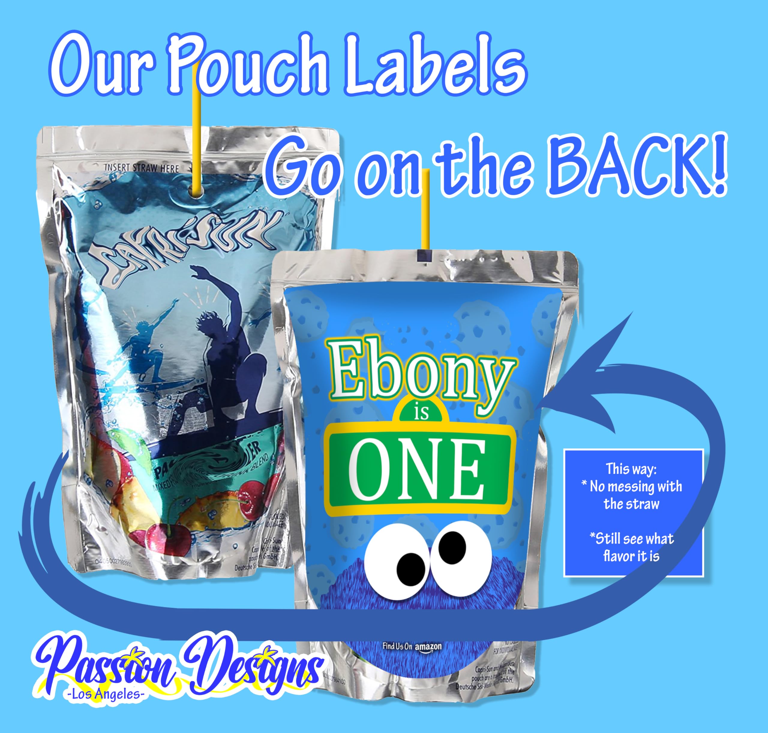 Personalized Juice Pouch Labels - Custom Birthday Party Favors & Celebration Decorations - 32 Pack Waterproof Stickers for Kids Parties, Baby Showers & School Events