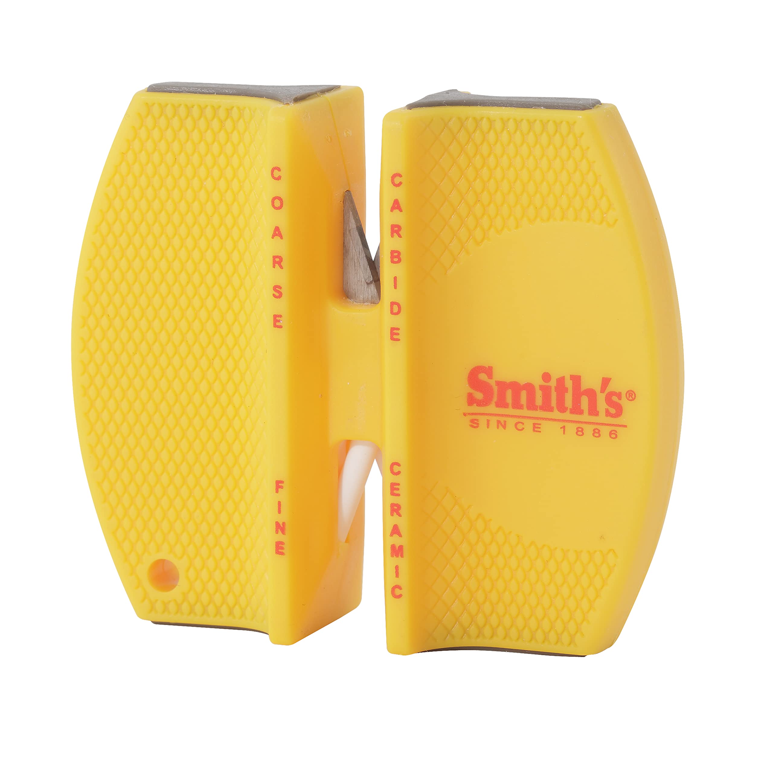 Smith’s CCKS 2-Step Knife Sharpener - Yellow - Coarse & Fine Sharpening for Kitchen, Hunting & Outdoor Knives - Compact Portable Keychain Tool - Perfect for Camping, Fishing & Everyday Use