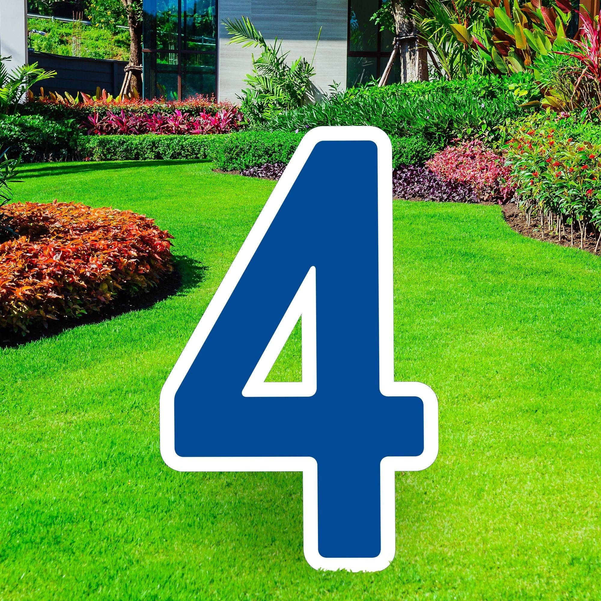 Giant Royal Blue Corrugated Plastic Number 4 Yard Sign - 30 Inch Personalized Party Decorations & Supplies | Perfect for Birthday Celebrations, Graduation Parties, and Outdoor Events
