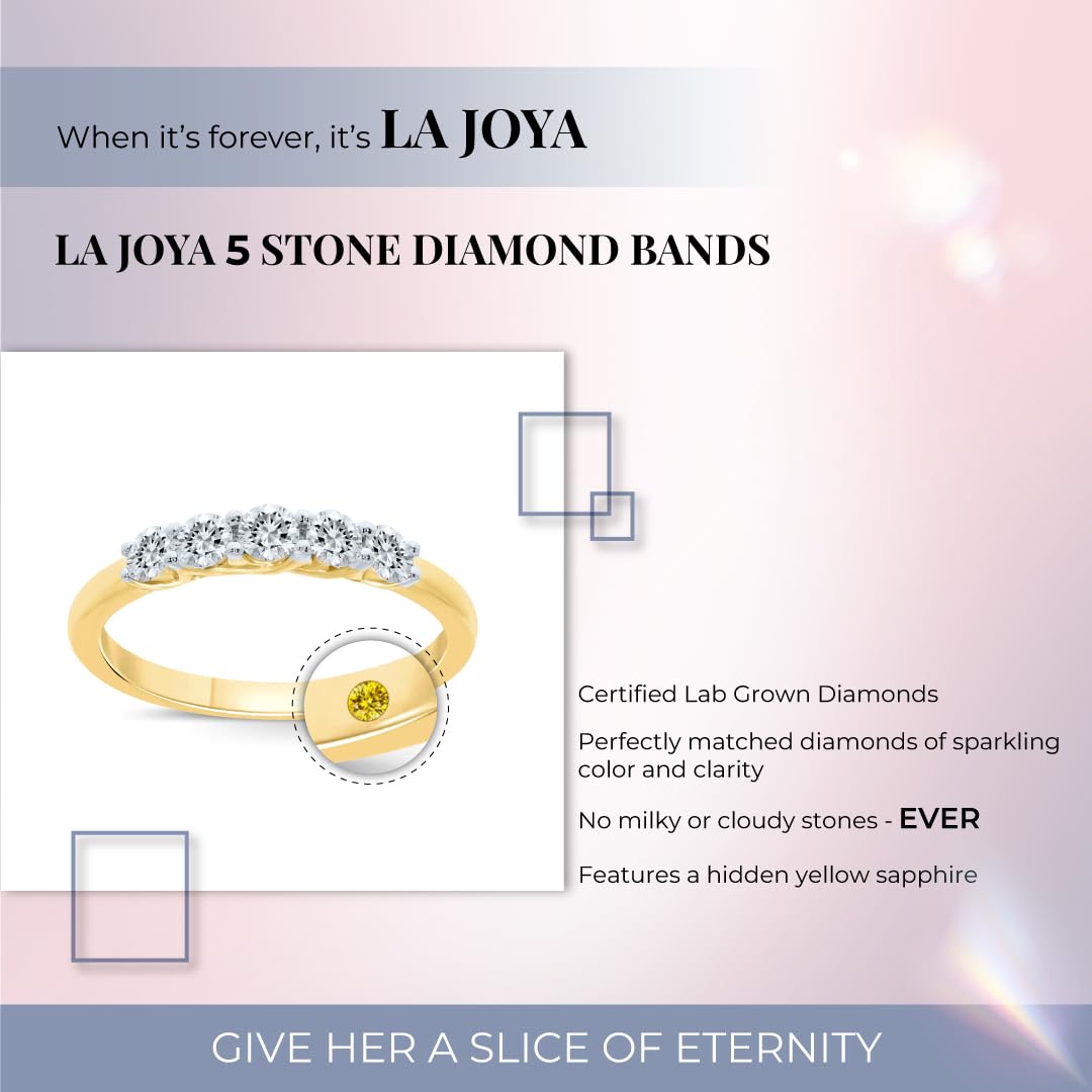 Lab Grown Diamond Rings for Women - 10K Solid Yellow & White Gold Five Stone Anniversary Band | Certified 1/4-1 CT TW Wedding Ring | Perfect for Engagement, Anniversary & Special Occasion Gifts