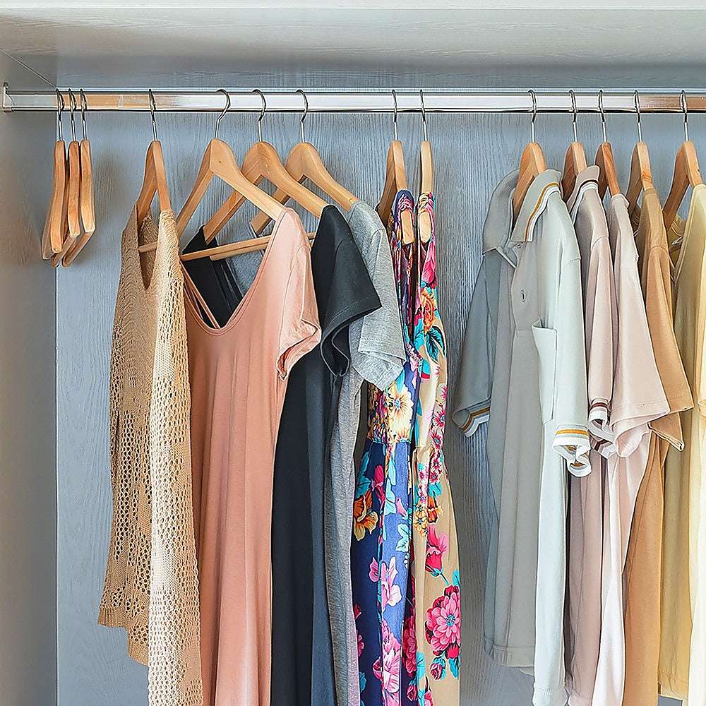 120-Piece Wooden Clothes Hangers Set for Coats, Pants & Suits - Natural Wooden Hangers with Non-Slip Design - Perfect for Closet Organization, Wardrobe Storage and Retail Display