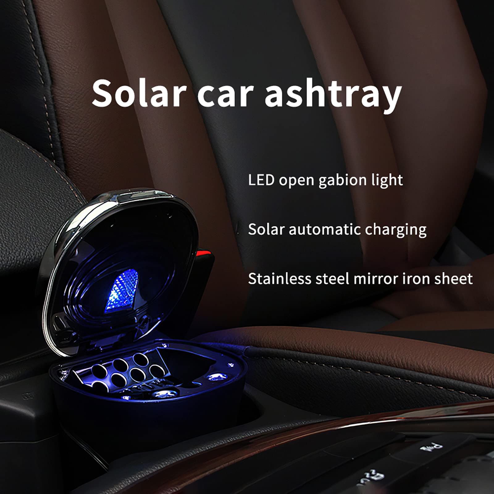 Windproof Car Ashtray with Lid & LED Light - Large Capacity Cigarette Ashtray for Cars, Odor-Free Smoking Accessory with Cup Holder | Perfect for Road Trips, Commuting & Smokers On-The-Go