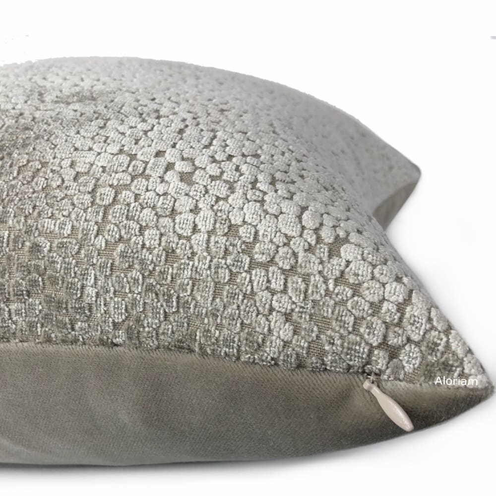 Premium Ascott Taupe Gray Abstract Cut Velvet Dots Pillow Cover - Decorative Throw Pillow Case (Fabric by the Yard Available) - Perfect for Living Room Sofa, Bedroom Decor & Home Styling