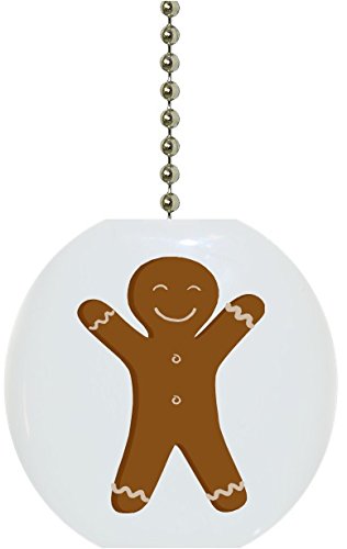 Gingerbread Man Solid Ceramic Fan Pull - Christmas Kitchen Decor for Ceiling Fan, Light Switch, or Cabinet Knob - Festive Holiday Home Accessory