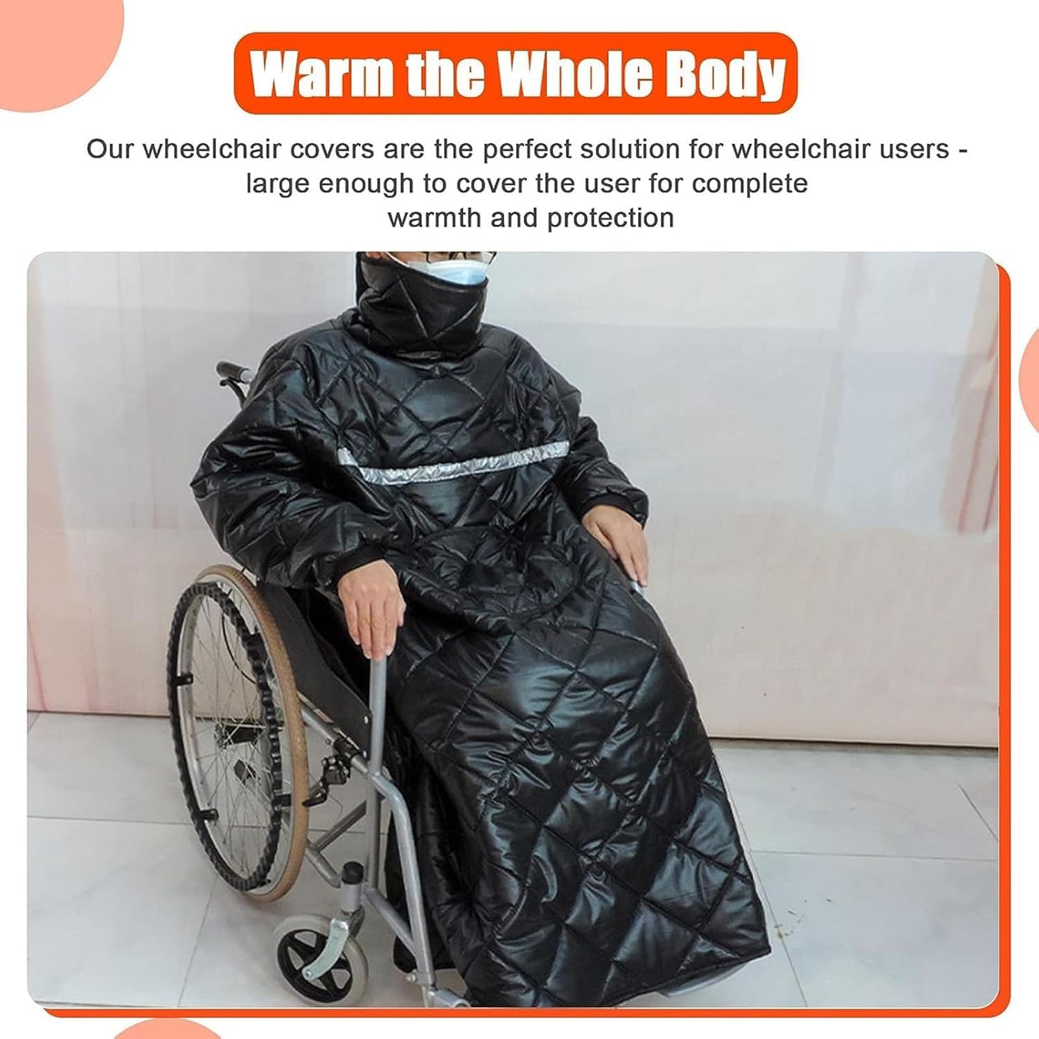 Electric Wheelchair Warmer Blanket - Full Body Heated Poncho for Winter, Waterproof & Windproof Wheelchair Cover with Sleeves - Ideal for Elderly & Disabled Users at Home or Outdoors