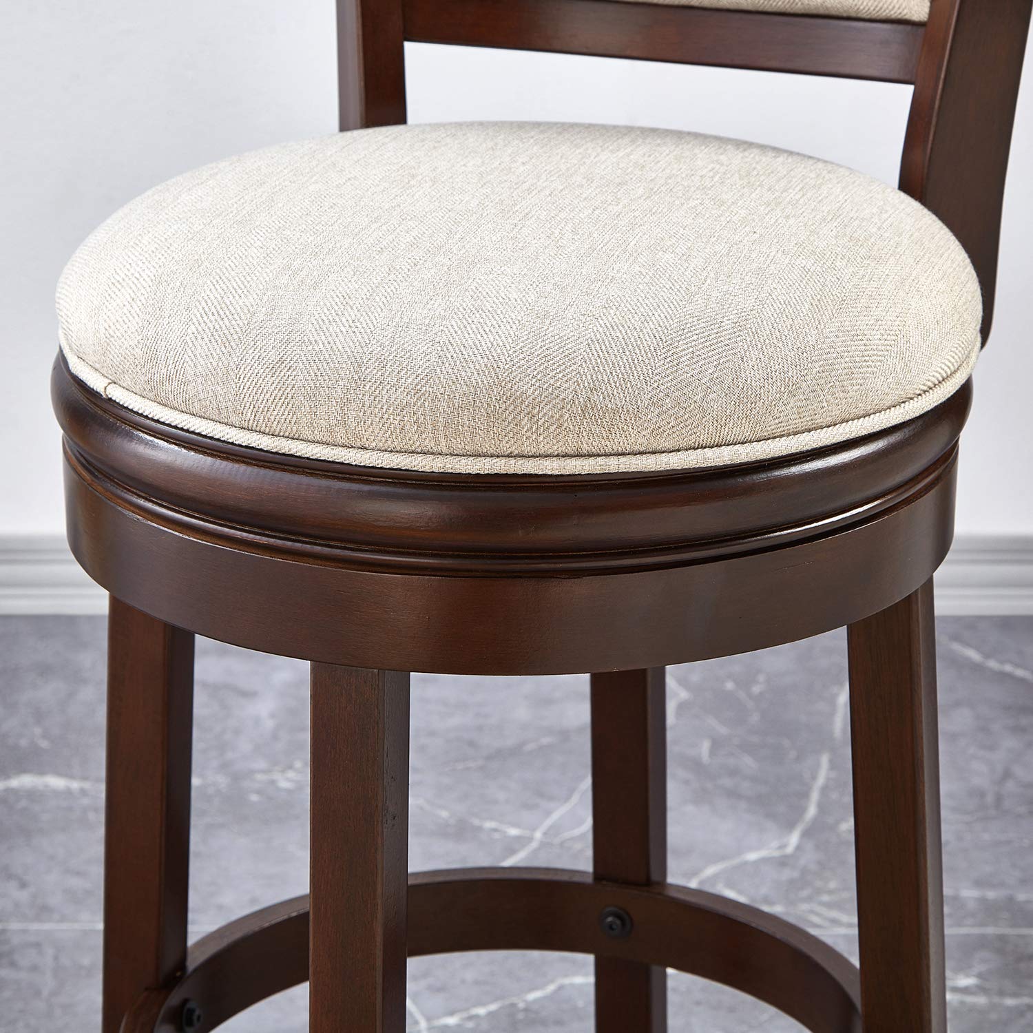 24 Inch Ball & Cast Swivel Bar Stool - Taupe & Cappuccino - Adjustable Height Modern Kitchen Counter Stool for Dining Room, Bar, or Breakfast Nook