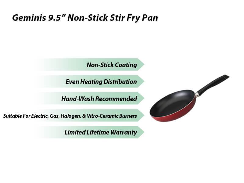 BergHOFF Geminis 9.5-Inch Cast Aluminum Nonstick Frying Pan with Stay-Cool Handle - Red Cookware for Sauteing, Frying & Omelets | Perfect for Gas, Electric & Induction Stovetops