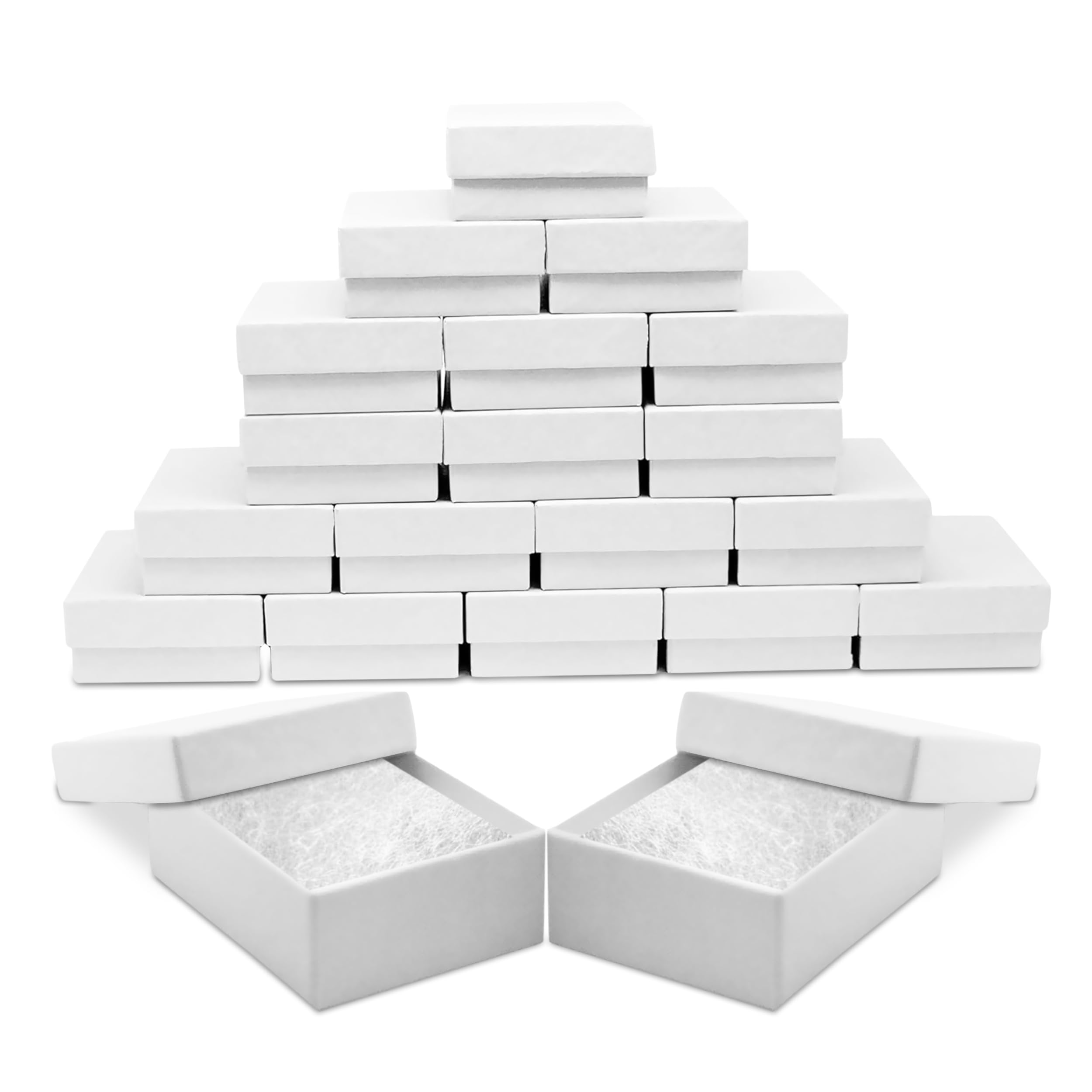 20 Pack White Jewelry Gift Boxes 3x2.25x1 Inches - Premium Cotton Filled Cardboard Jewelry Storage Boxes with Lids - Made in USA - Perfect for Bracelets, Necklaces, Rings & Earrings - Great for Gift Wrapping, Wedding Favors & Jewelry Display