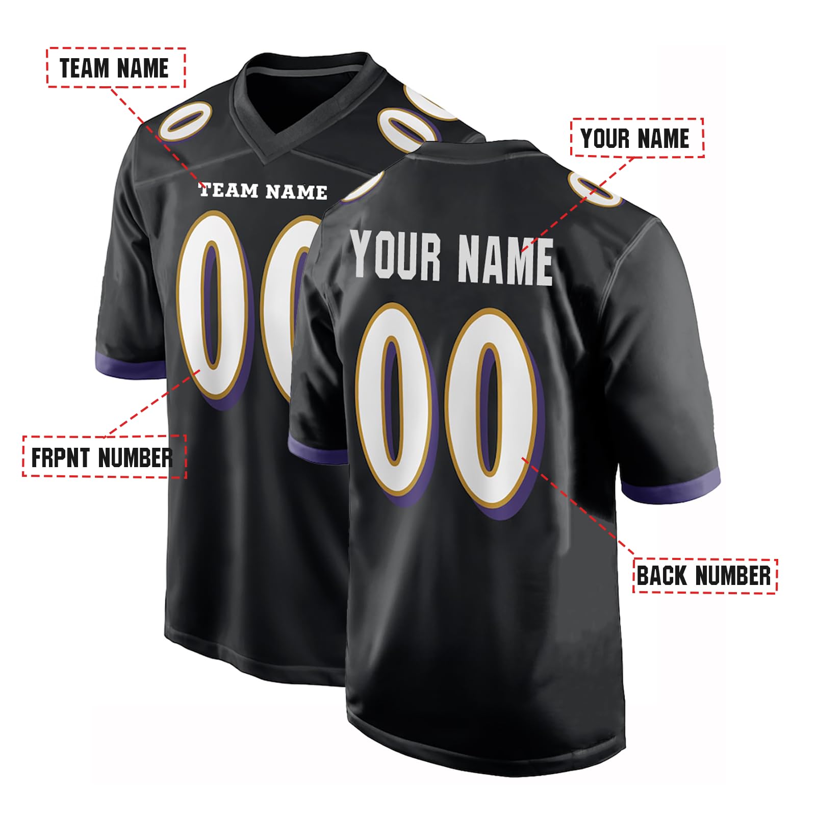 Custom Football Jersey Personalized with Name, Number & Team - Men's Women's Youth Sports Uniform for Soccer, Football Games & Fan Apparel